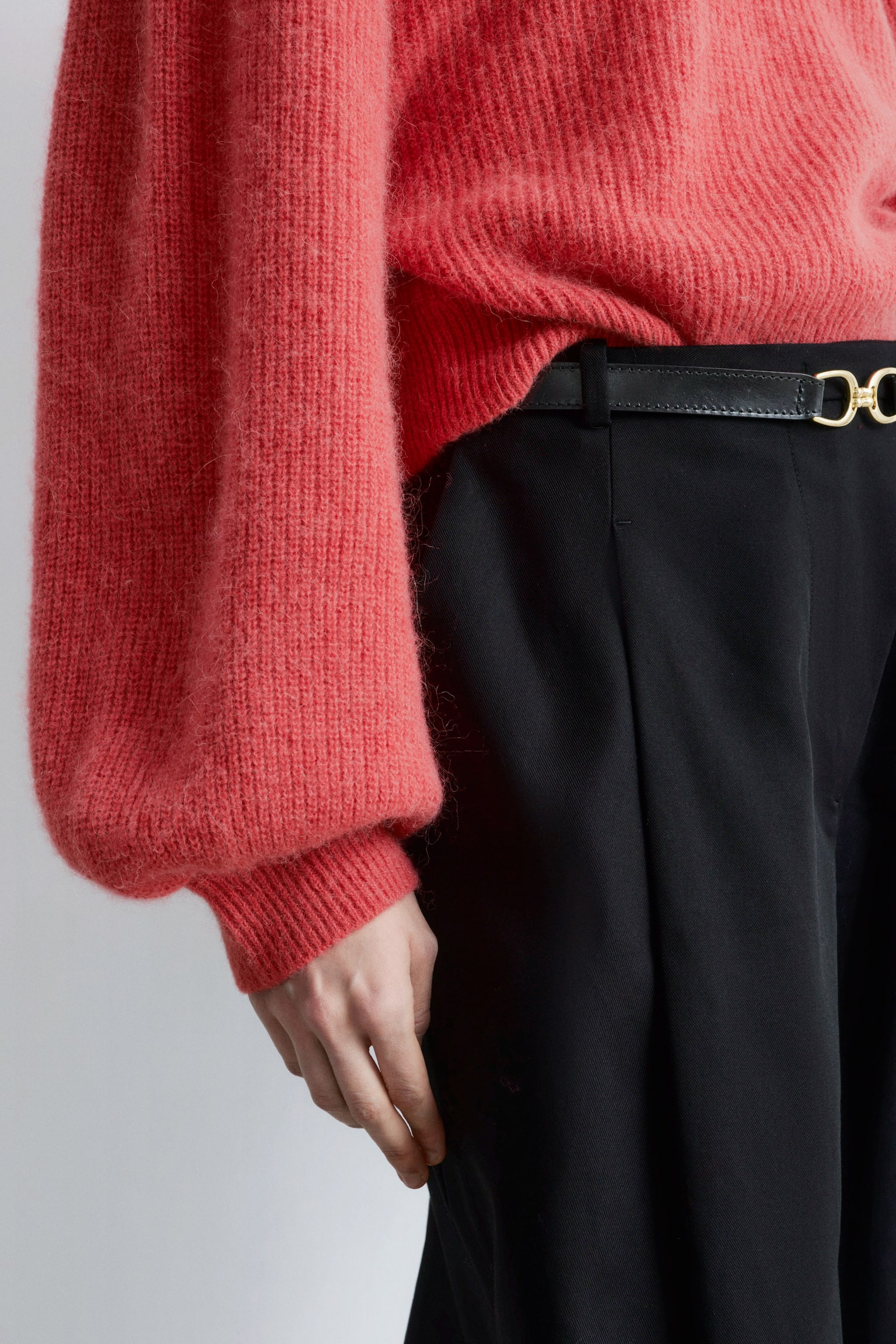 Pullover mit Ballonärmeln aus Alpaka-Mix - Rot/Navyblau/Braun - 6