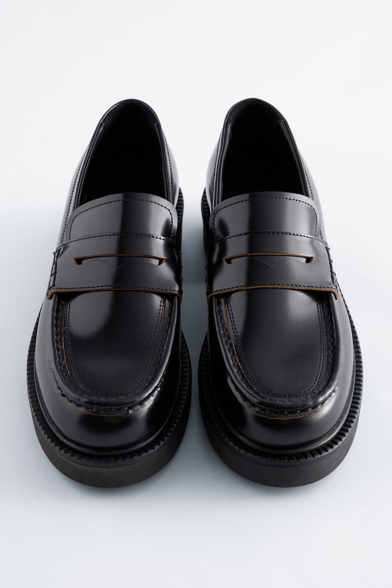 Mocassins en cuir épais - Noir/Marron Clair - 5