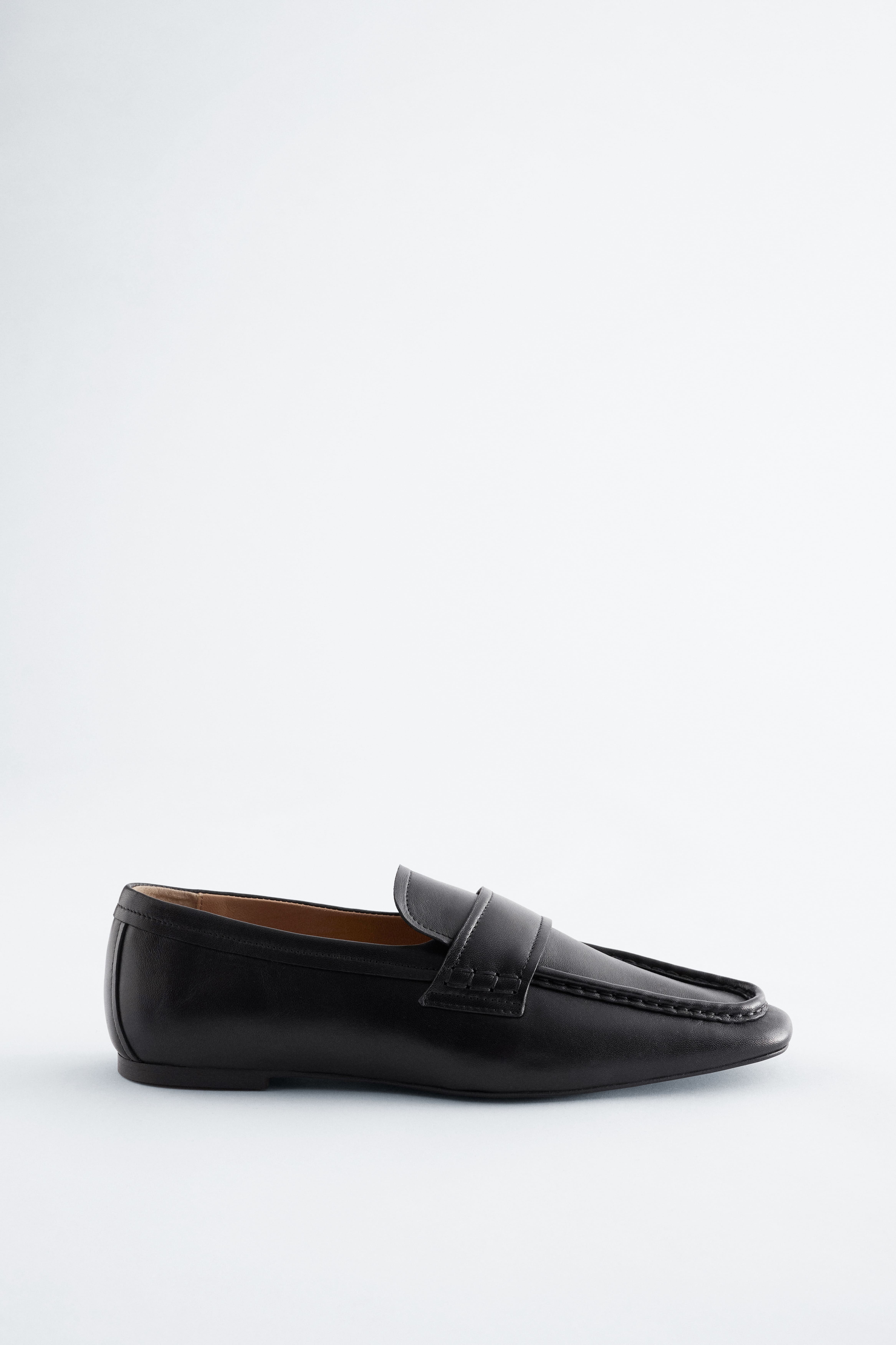Leren loafers met vierkante neus - Zwart/Donkerrood