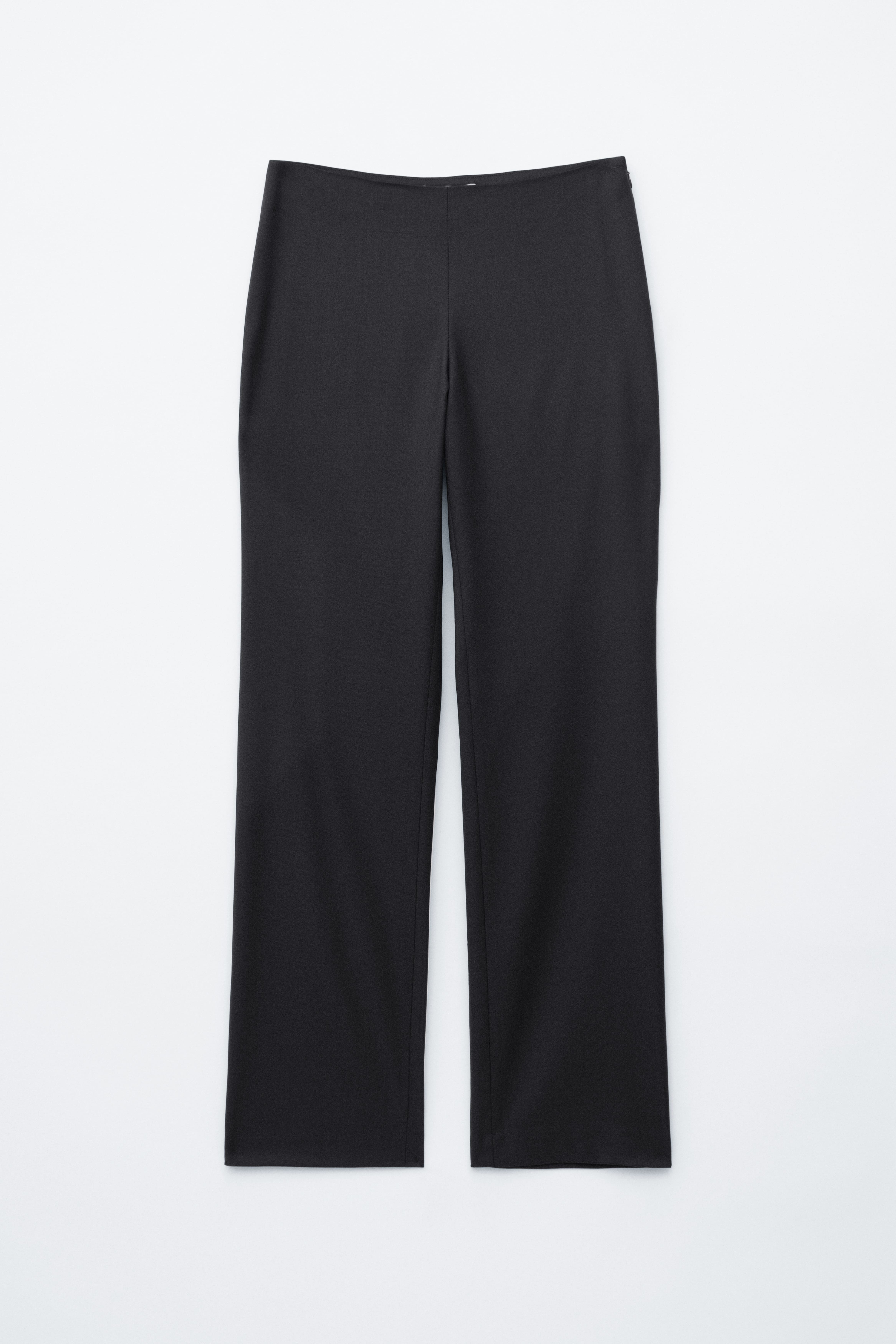 Lige bukser i merinould - Sort/Grå