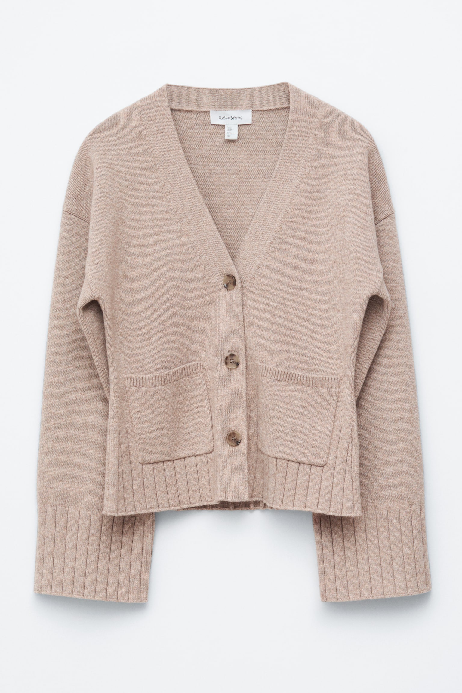 Tapered Knit Cardigan - Béžová/Tmavě šedá/Tmavě hnědá - 2
