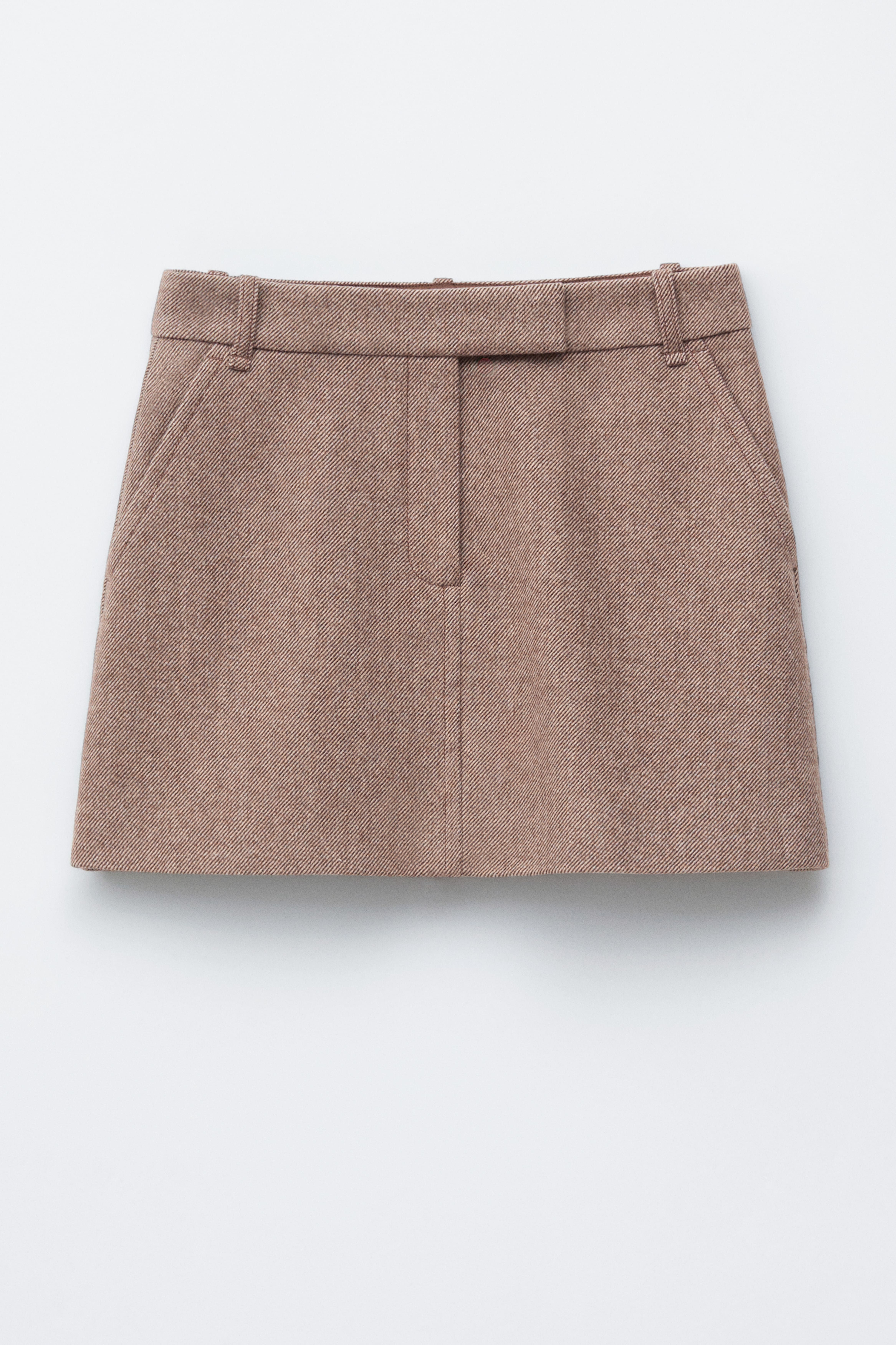 Wollen minirok - Taupe/Donkergrijs