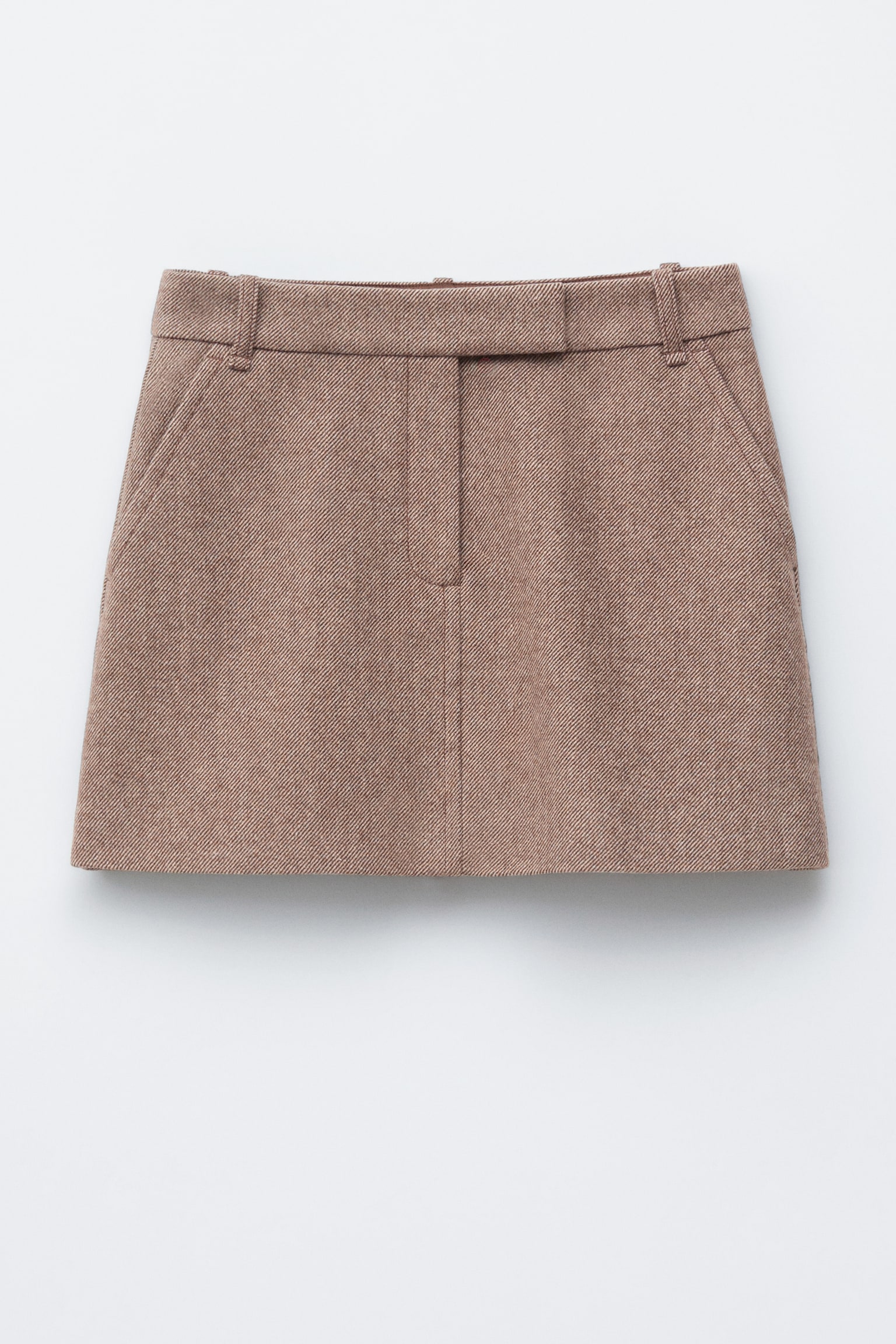 Minirock aus Wolle - Taupe/Dunkelgrau - 2
