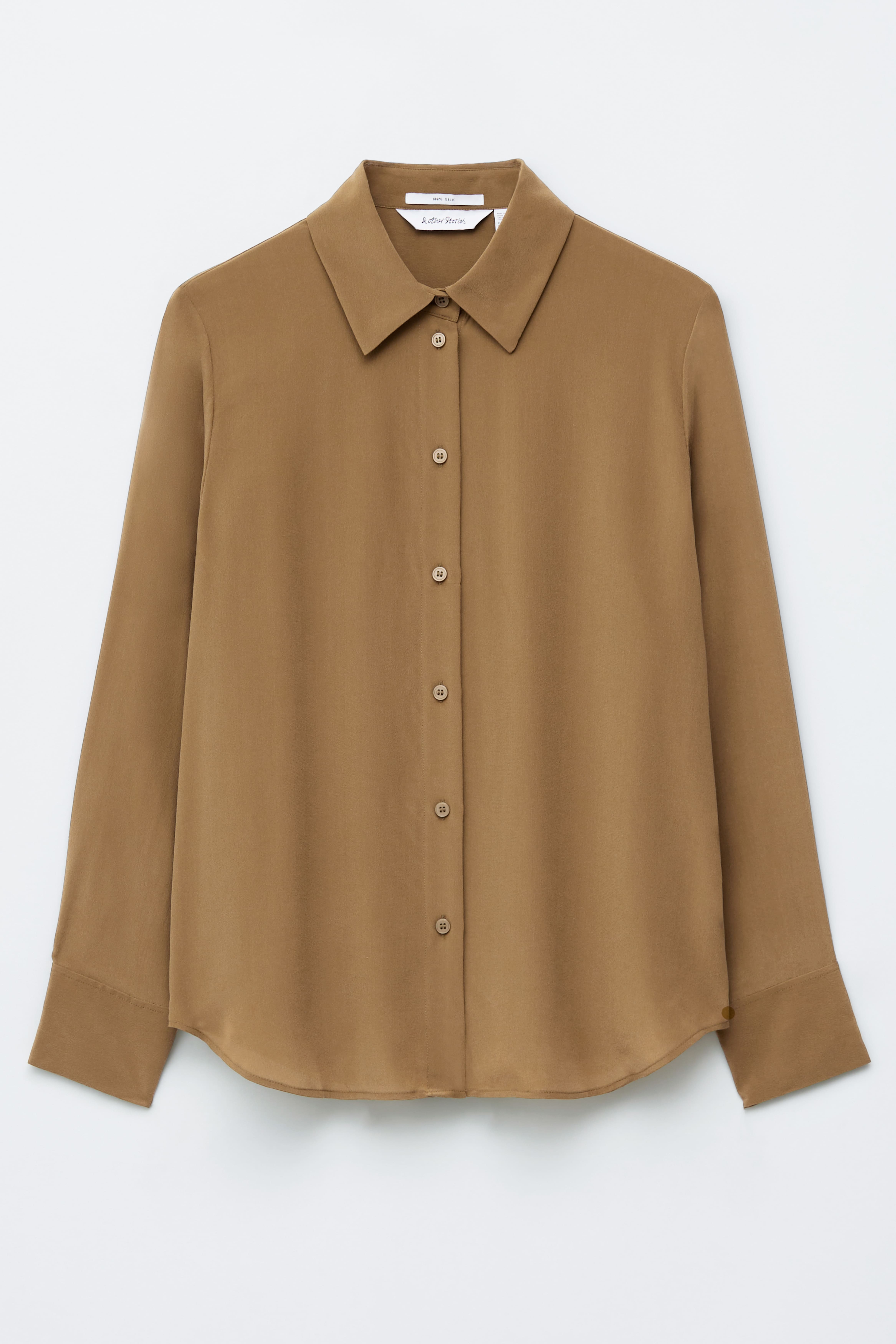 Camicia in seta - Marrone kaki/Rosso scuro