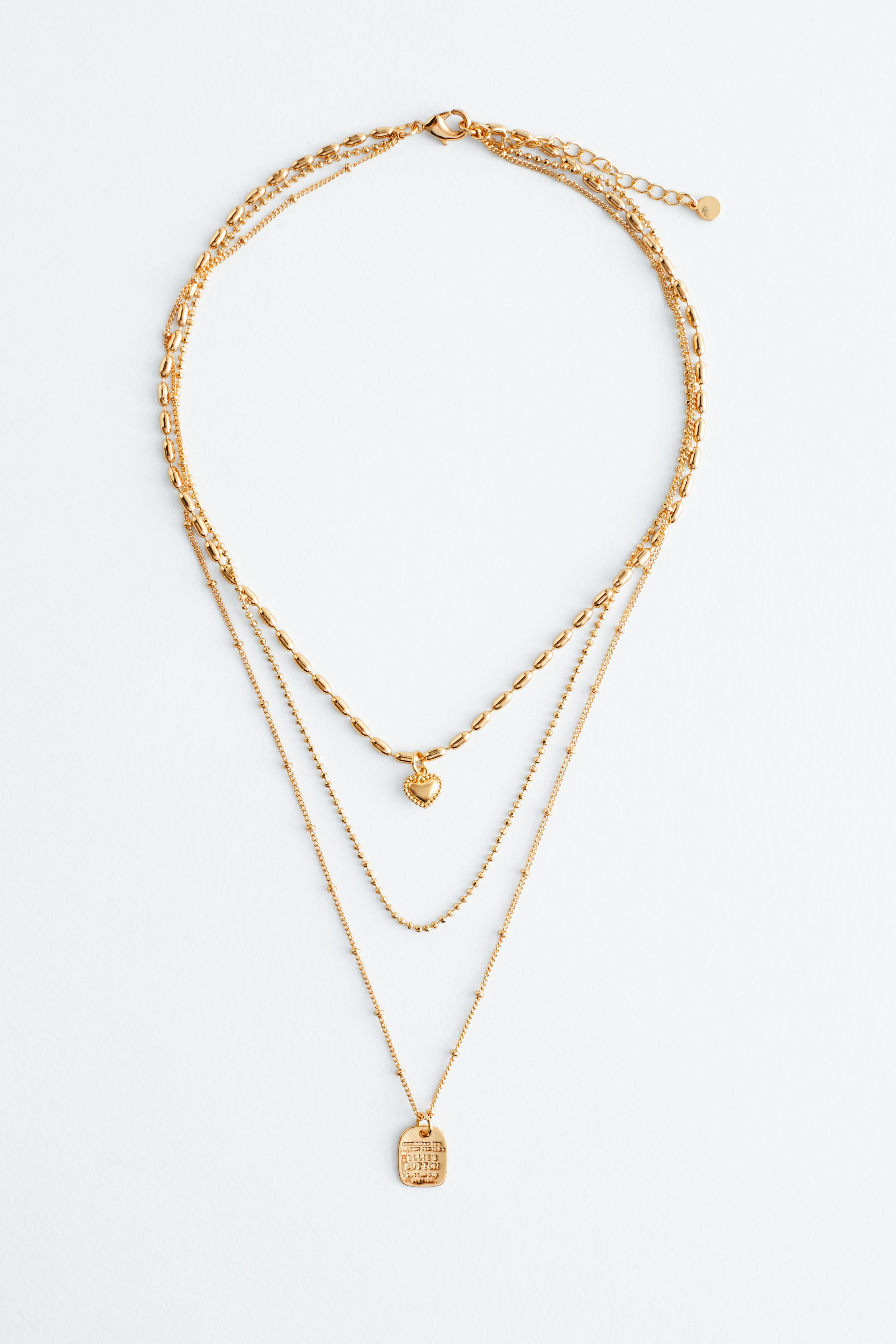 Mehrlagige Halskette mit Anhänger - Gold