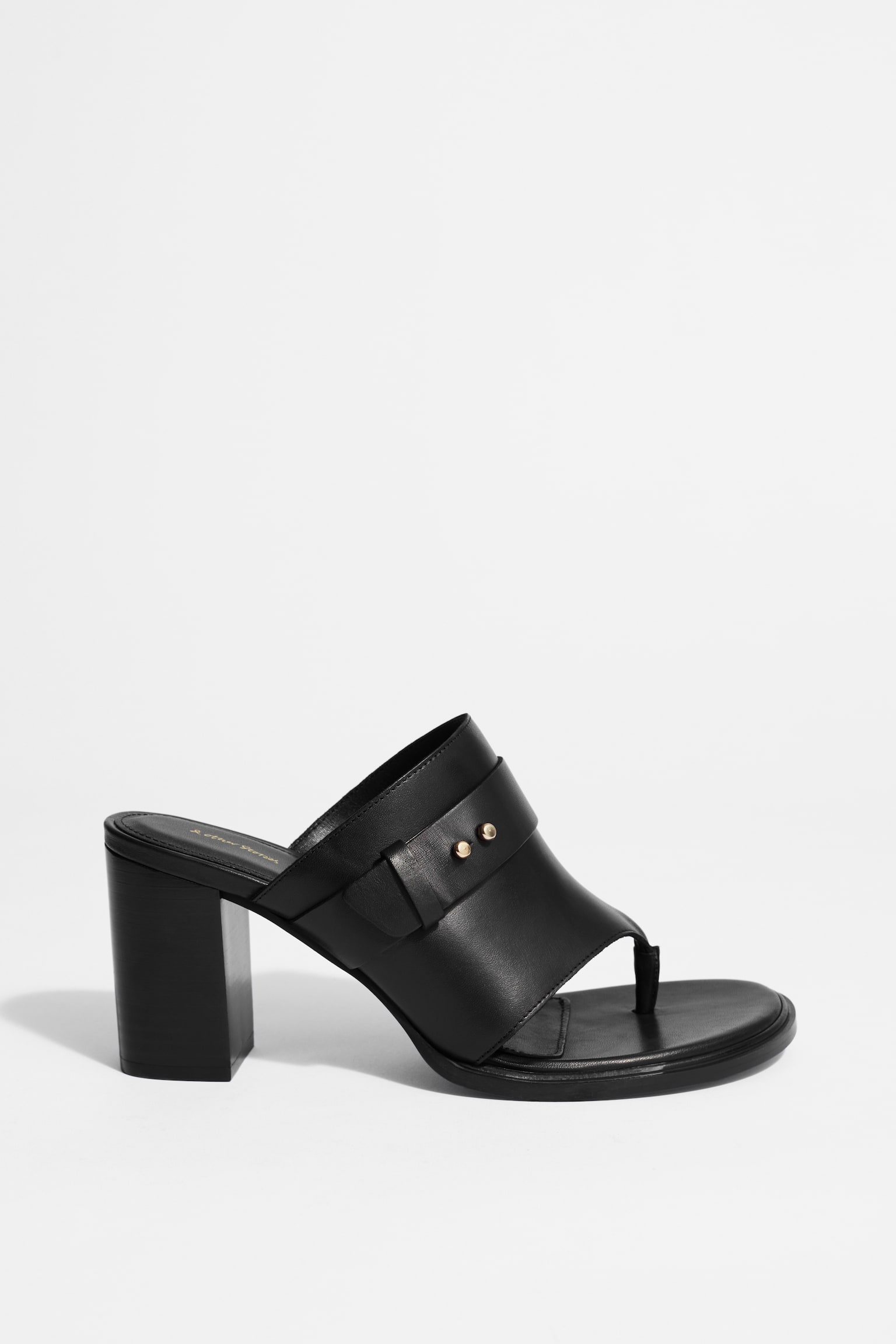 Leather Toe-Thong Mules - Black - 2