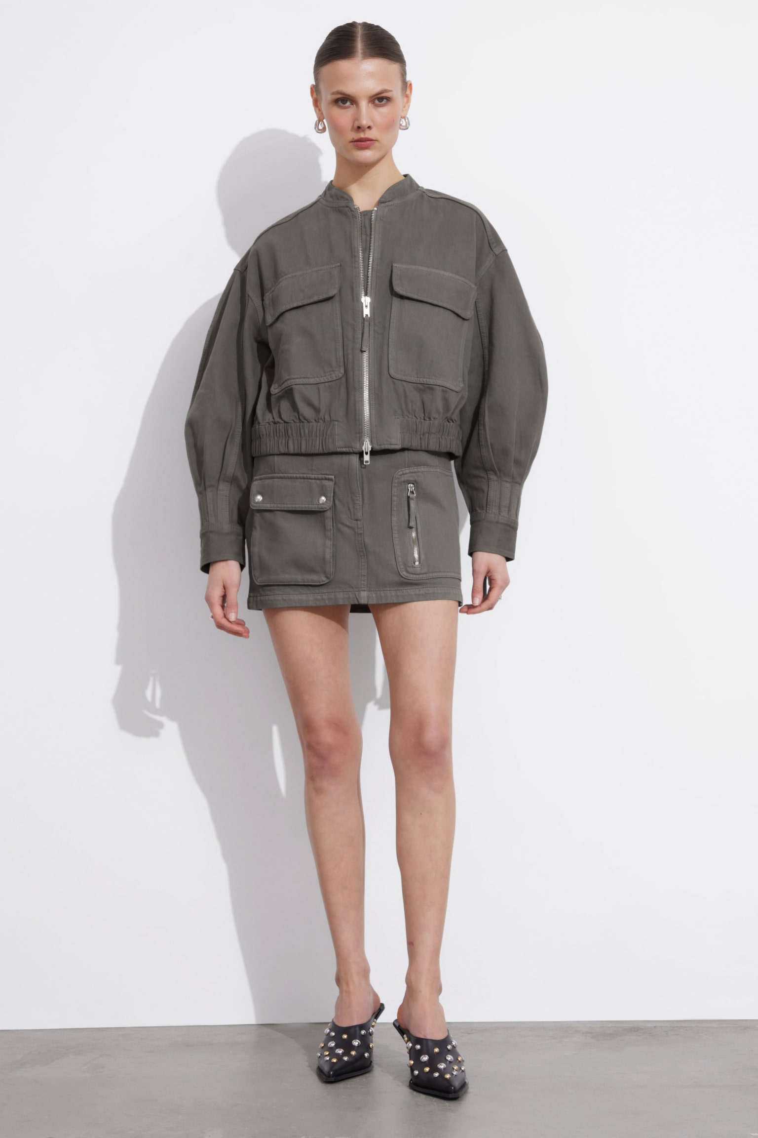 Boxy Utility Jacket - Grey - 1