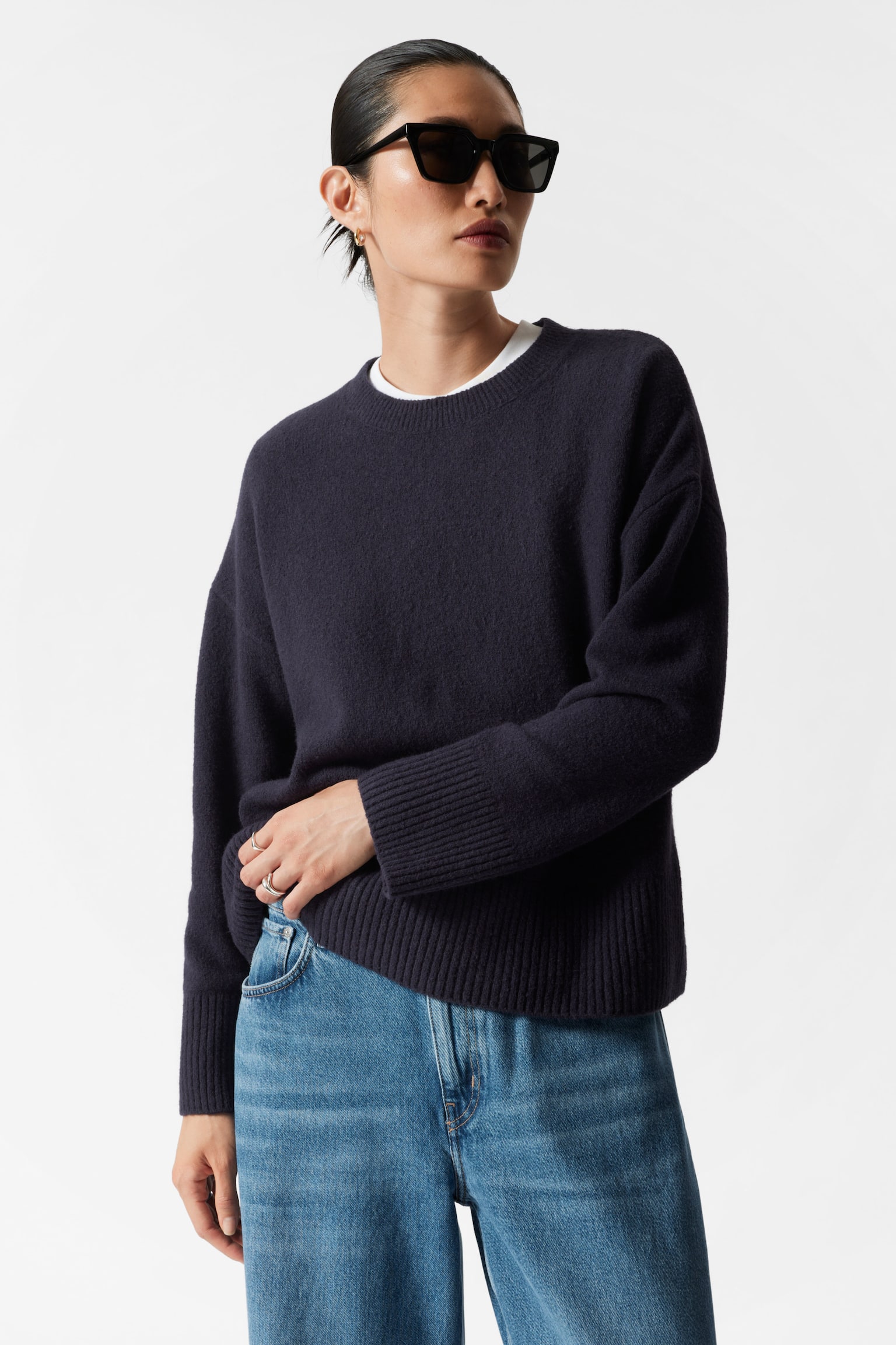 Relaxed Knit Jumper - Navy/White/Red/Black/Pale Green/Green/Khaki/Grey Melange/Bright Blue/Mole/Dark Green/Bright Pink/Mint - 1