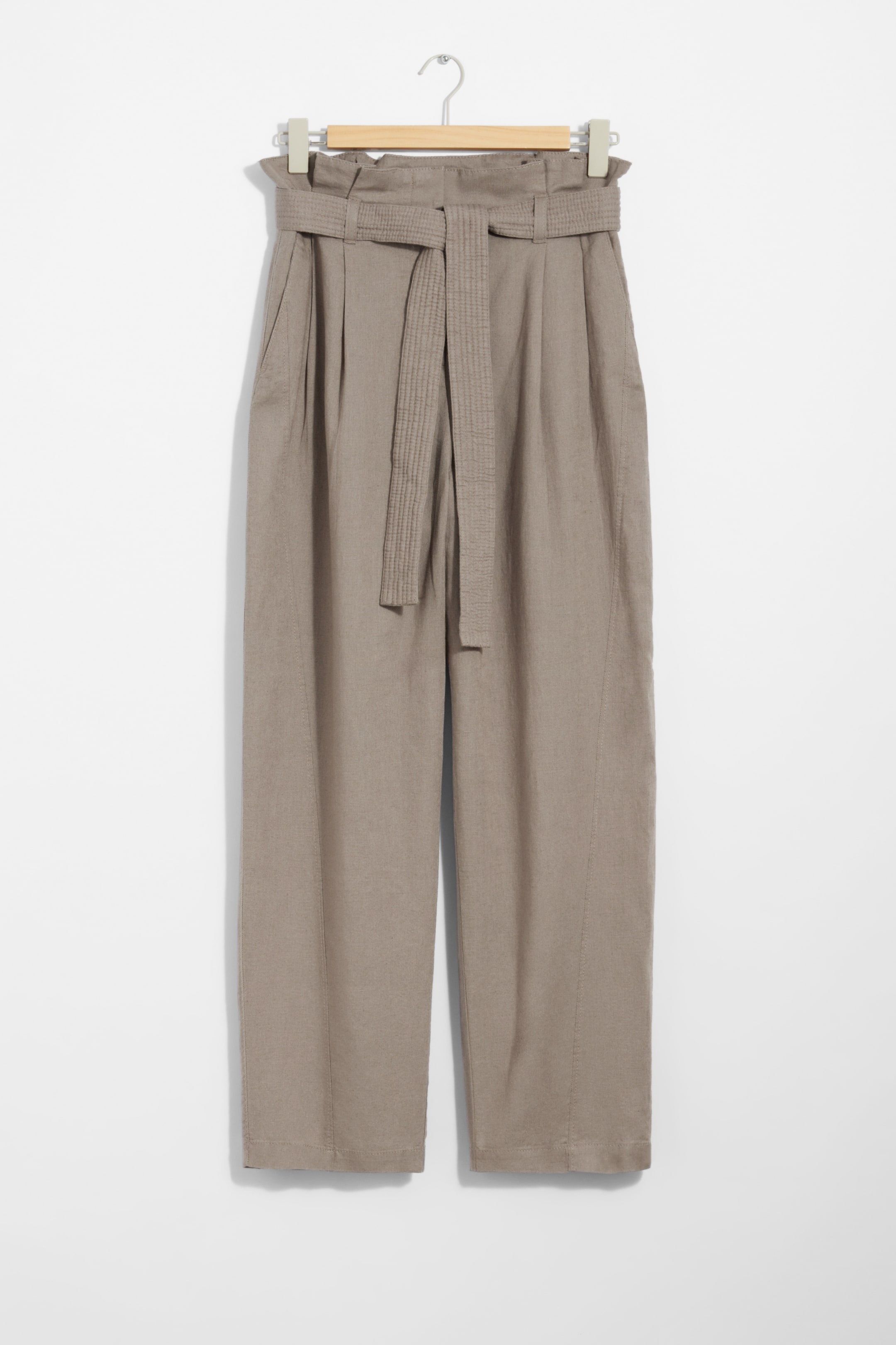 Linen-Blend Paperbag Trousers - High waist - Regular length - Mole ...