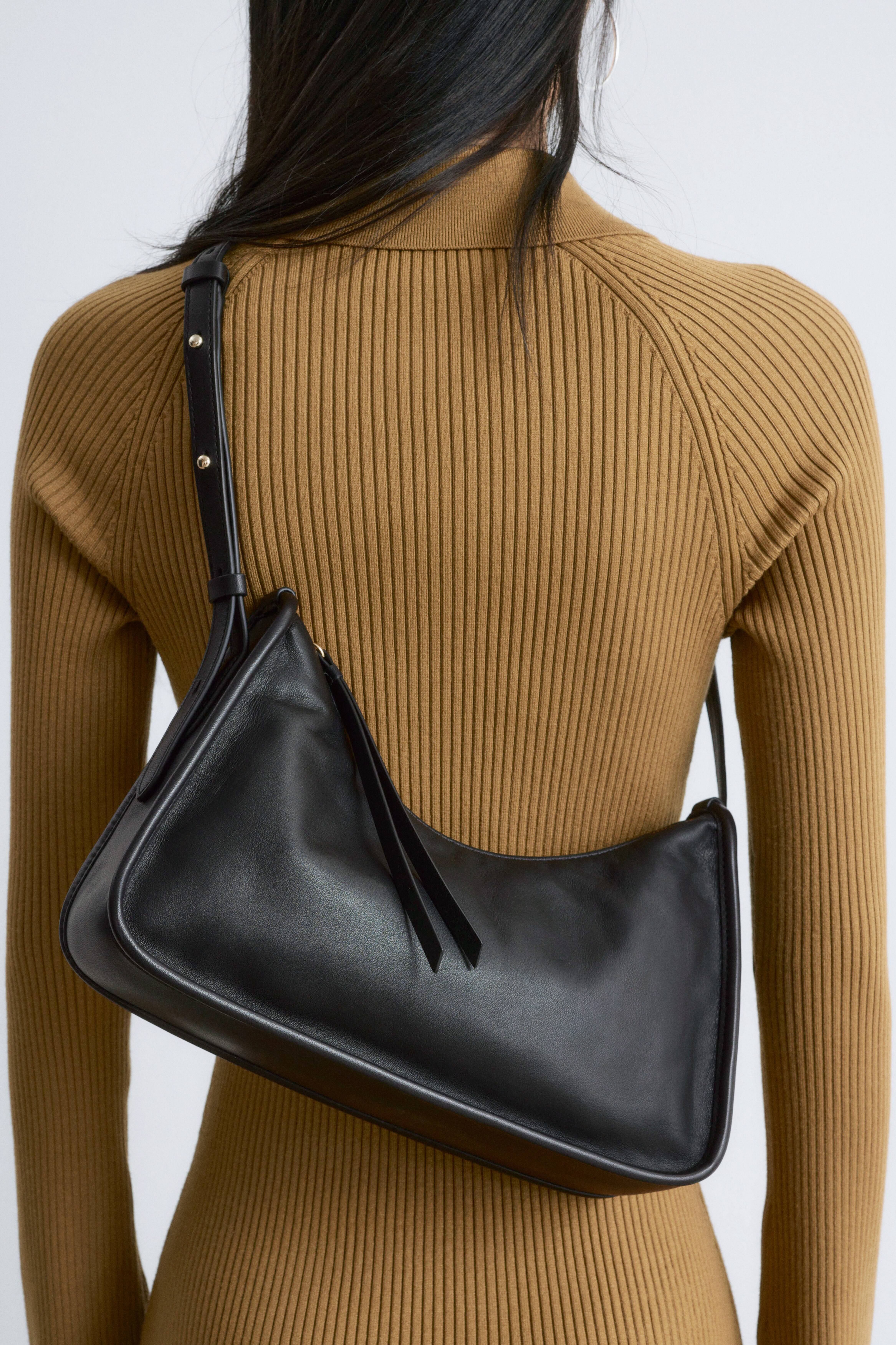 Borsa a spalla in pelle - Nero/Marrone