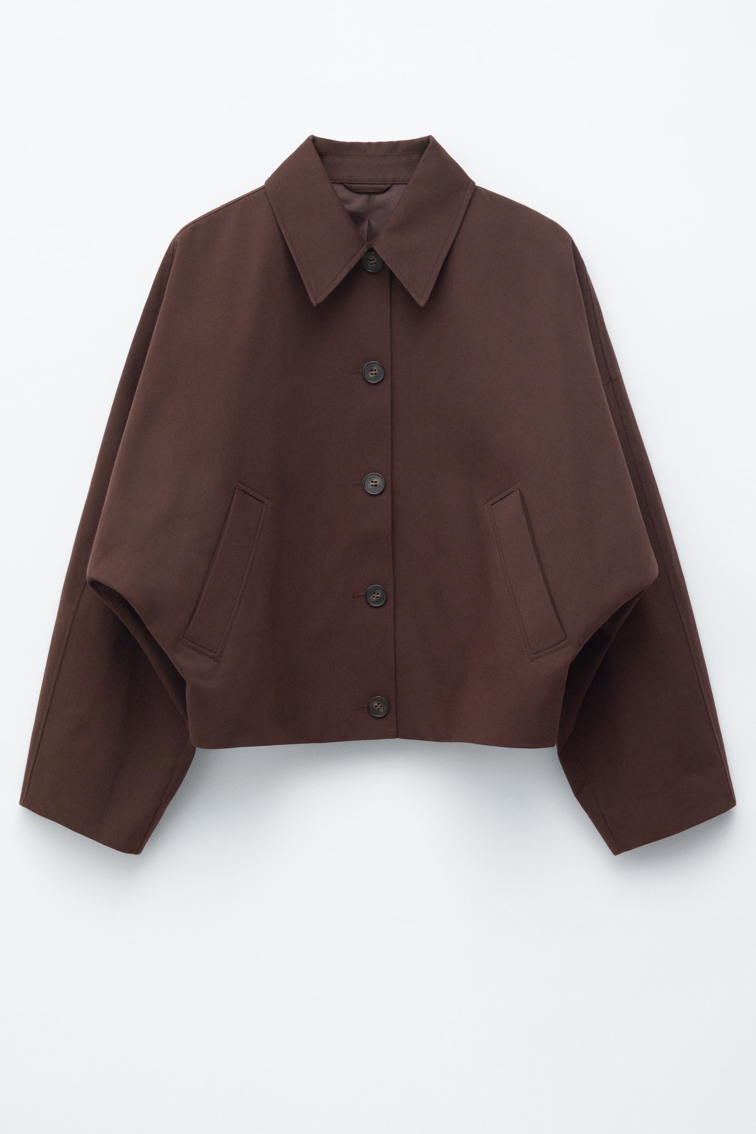 Bő szabású pamutdzseki - Sötétbarna/Bézs - 2