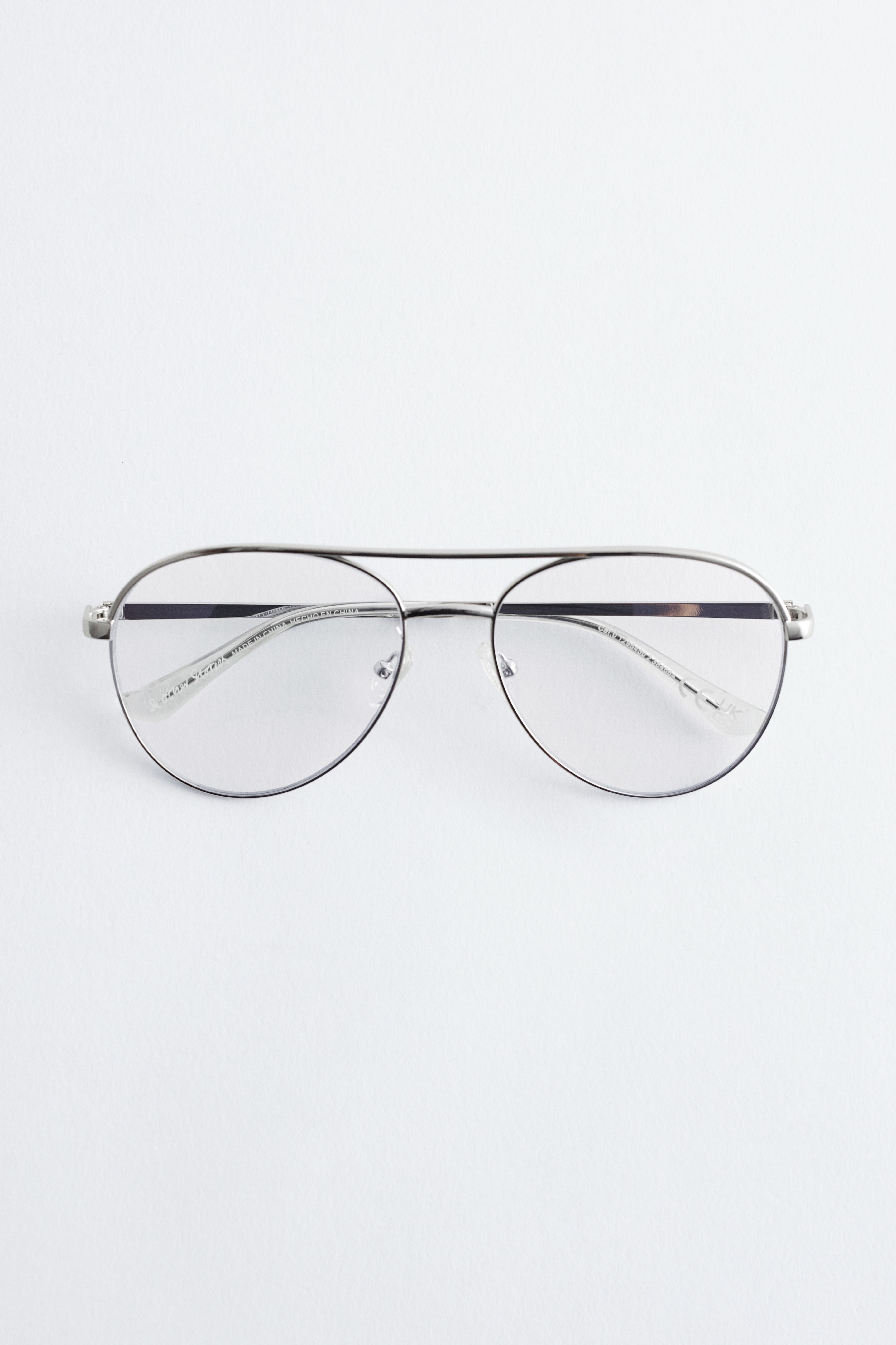 Sonnenbrille mit schmalem Pilotenrahmen - Silber/Klarglas/Gold/Transparent