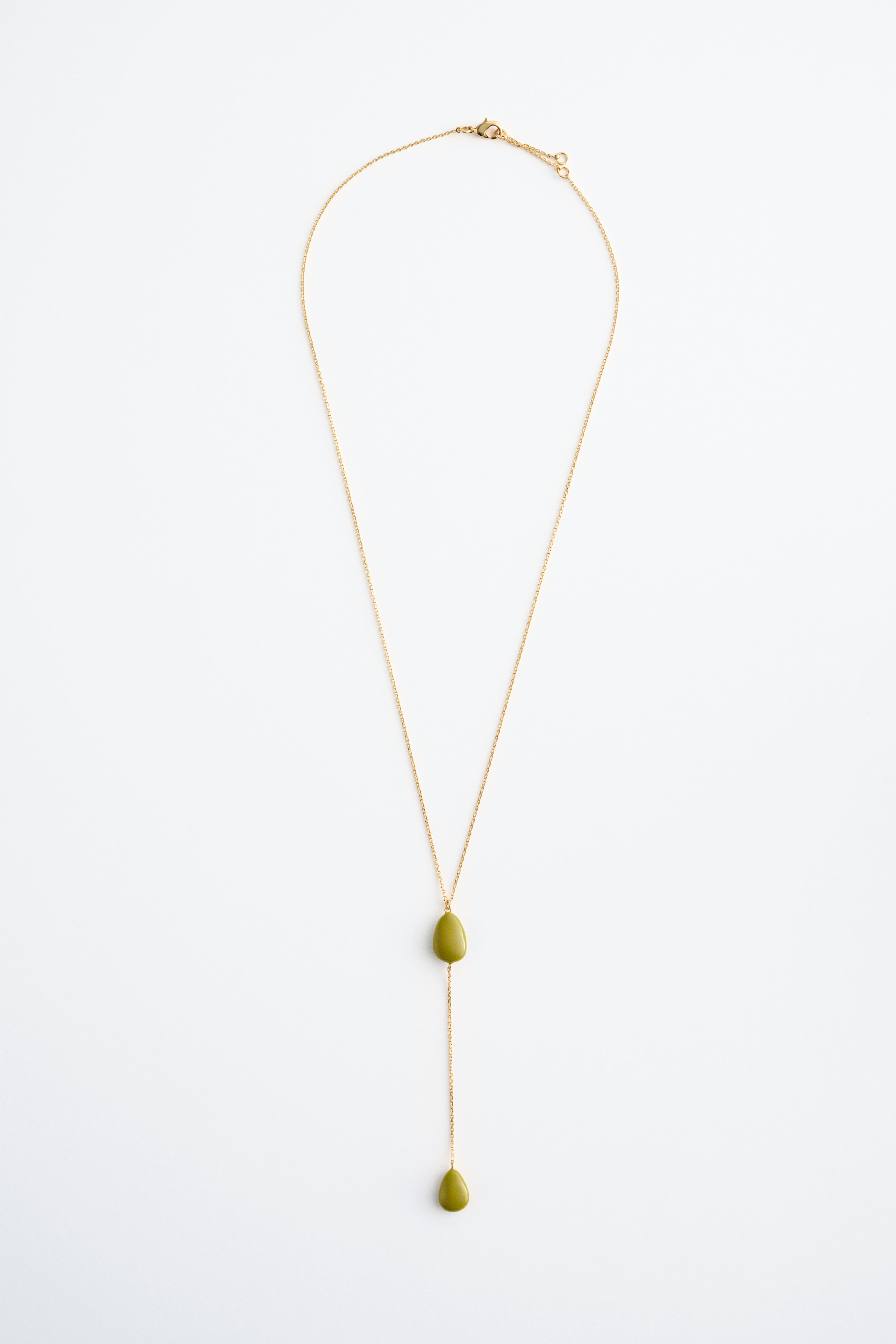 Długi naszyjnik z wisiorkiem - Zielony/Złoty/Złoty/Srebrny