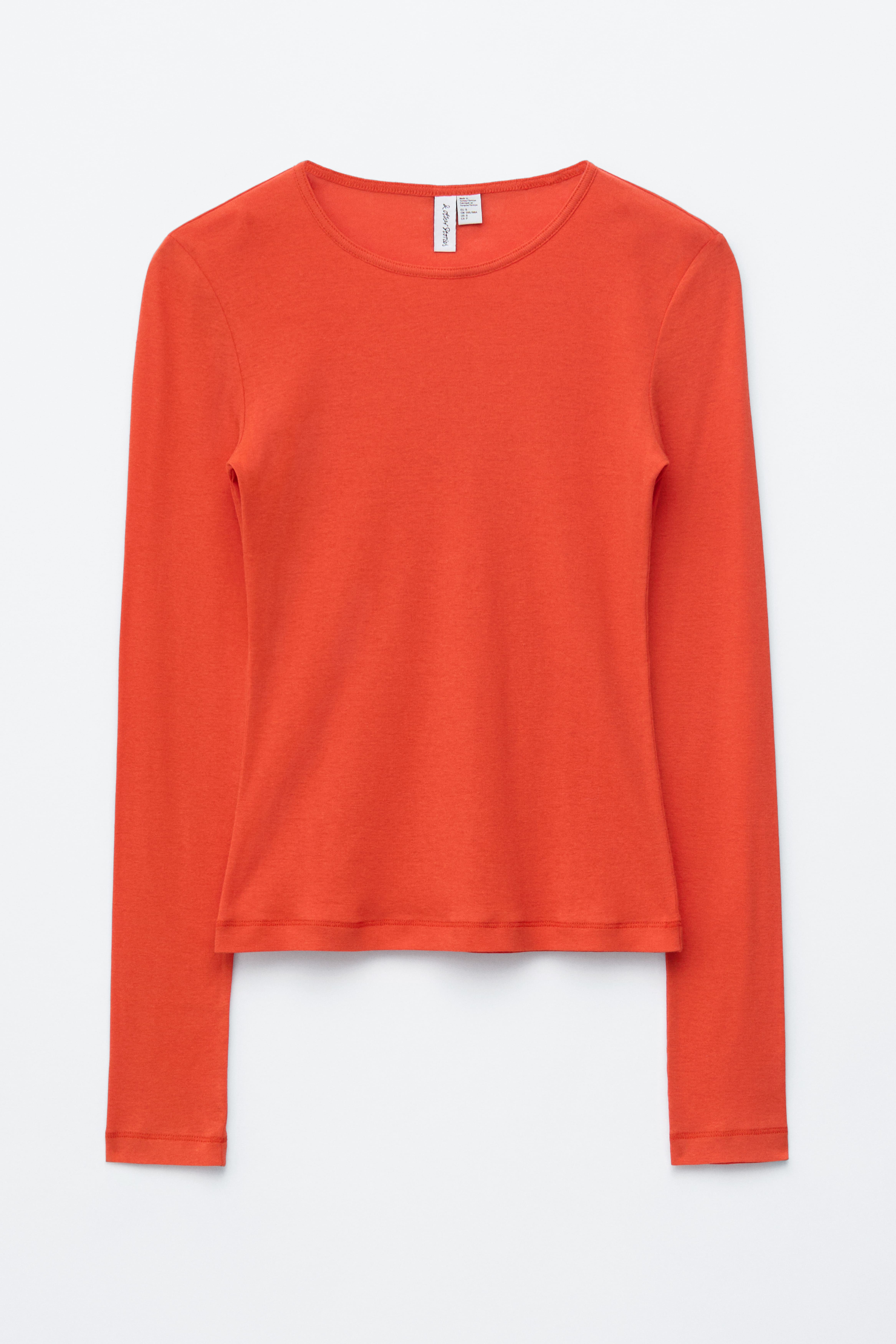 Maglia in cotone a maniche lunghe - Arancione/Bianco/Bordeaux