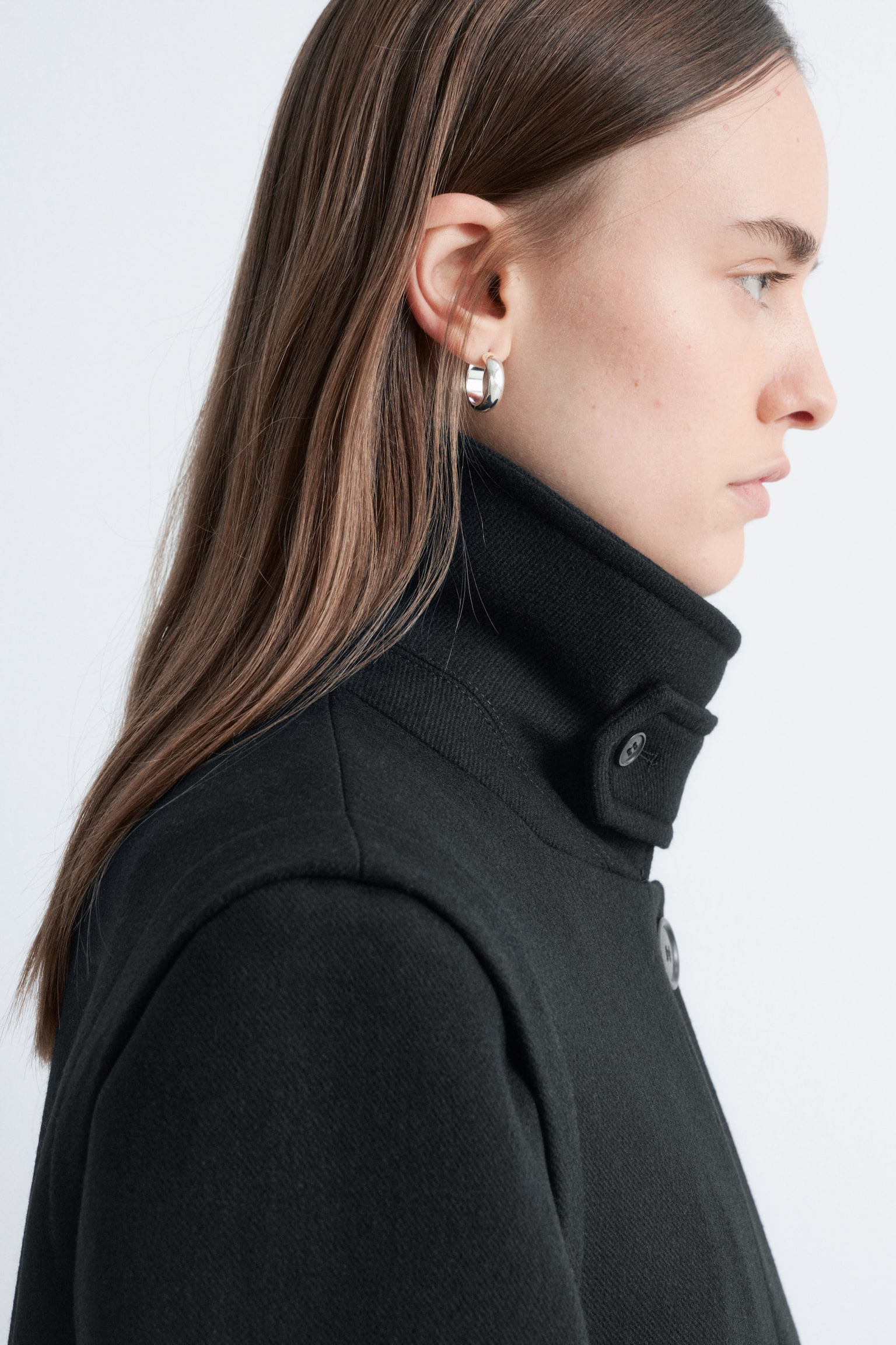 Wollen maxi-jas - Zwart/Donkergrijs - 10