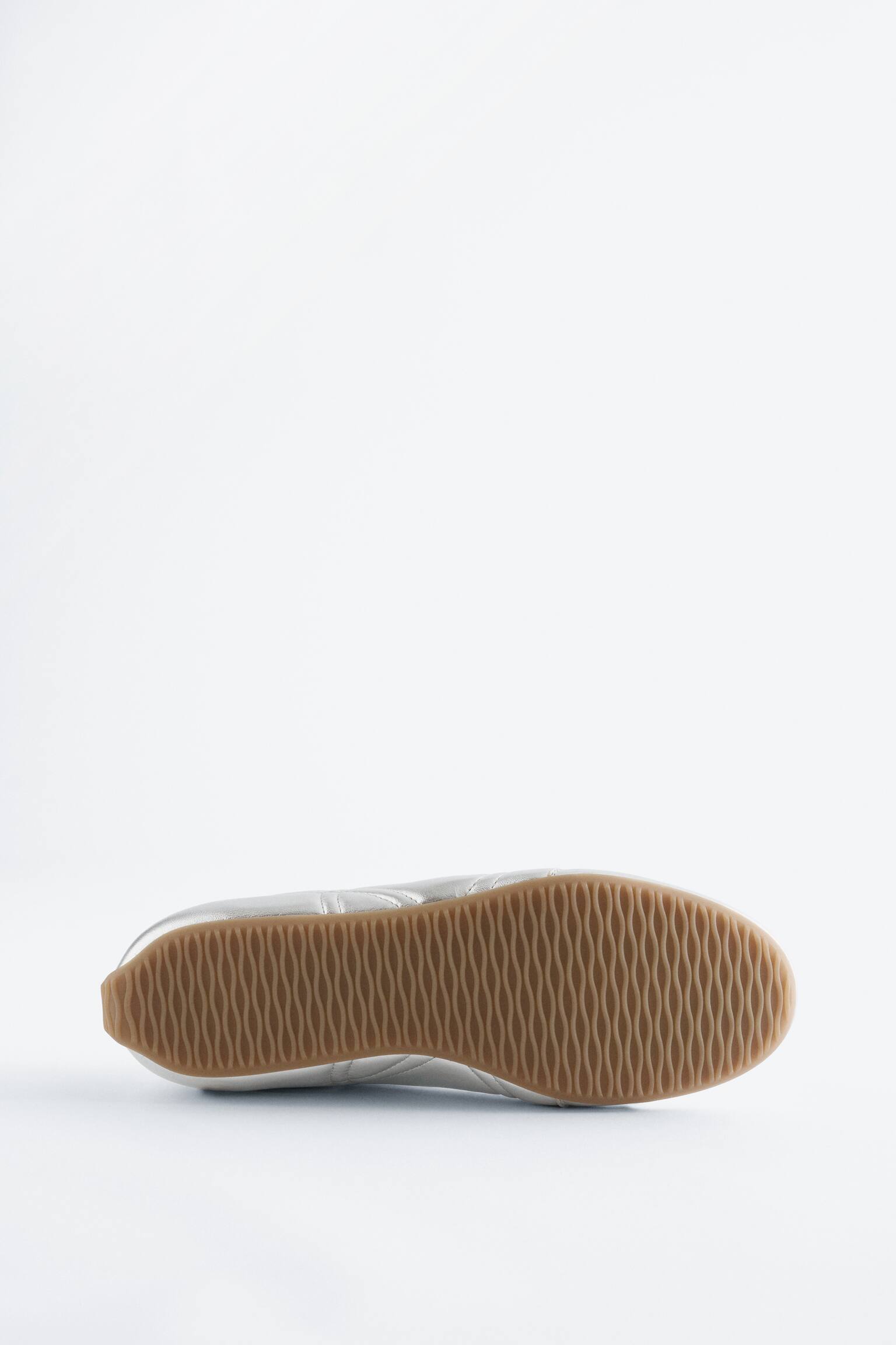 Sneakers minimal in pelle - Argento - 5