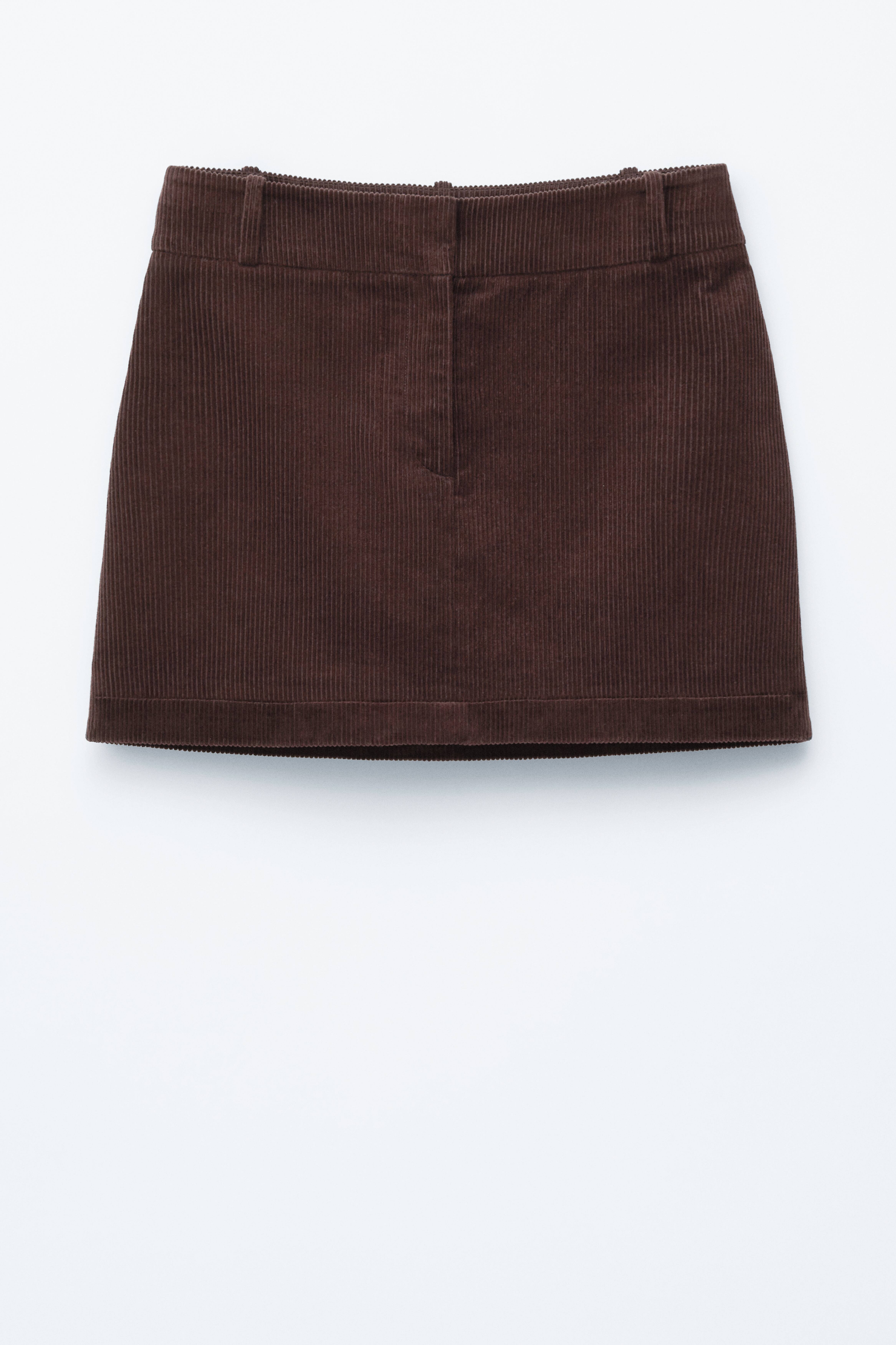 Corduroy minirok - Donkerbruin/Donkerrood