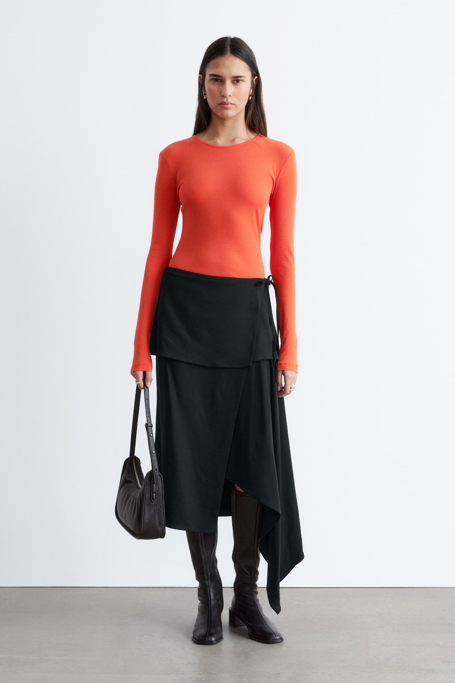 Katoenen top met lange mouwen - Oranje/Wit/Bordeauxrood - 5