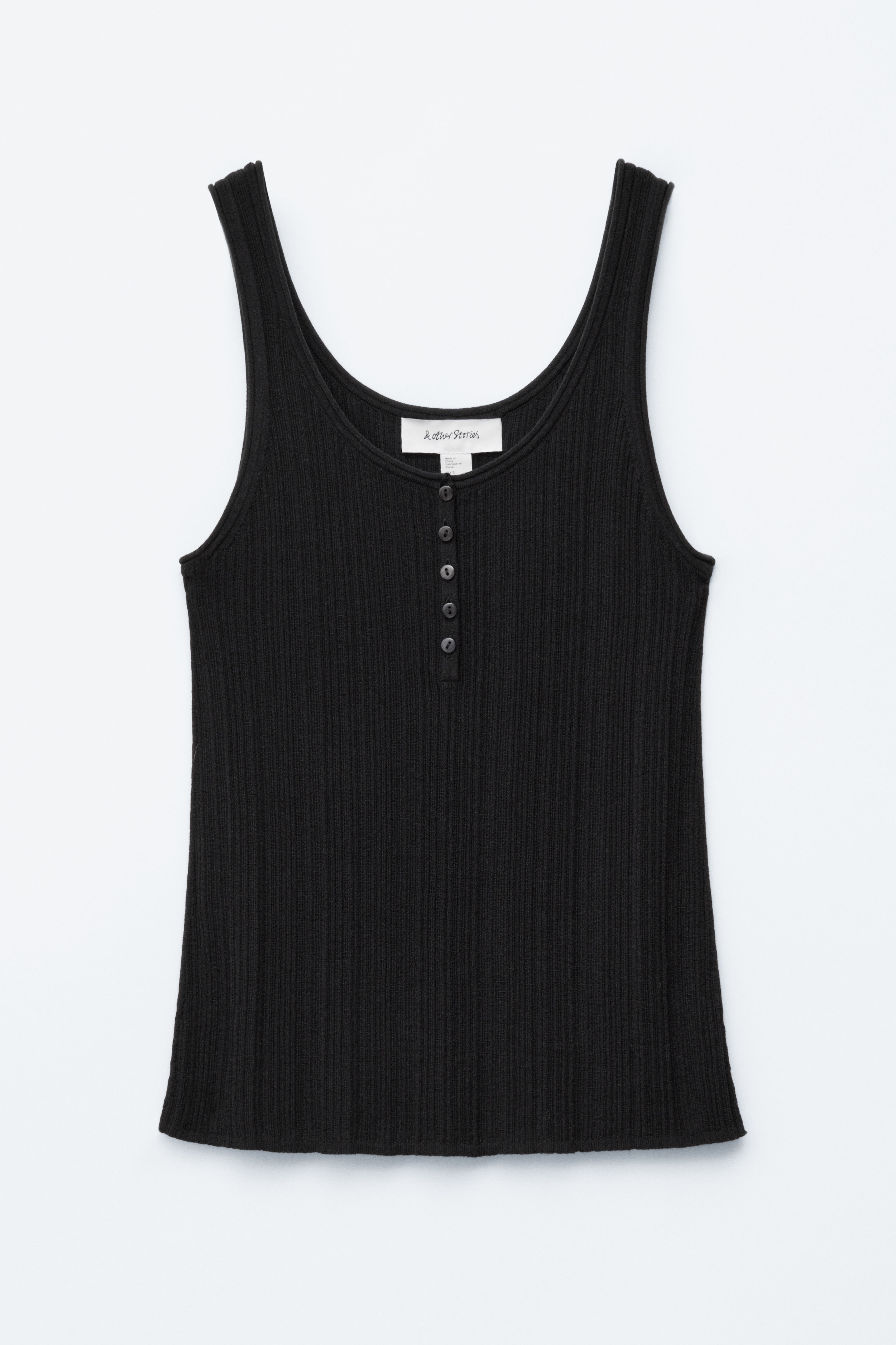 Scoop-Neck Rib-Knit Tank Top - Nero/Marrone oliva/Marrone scuro
