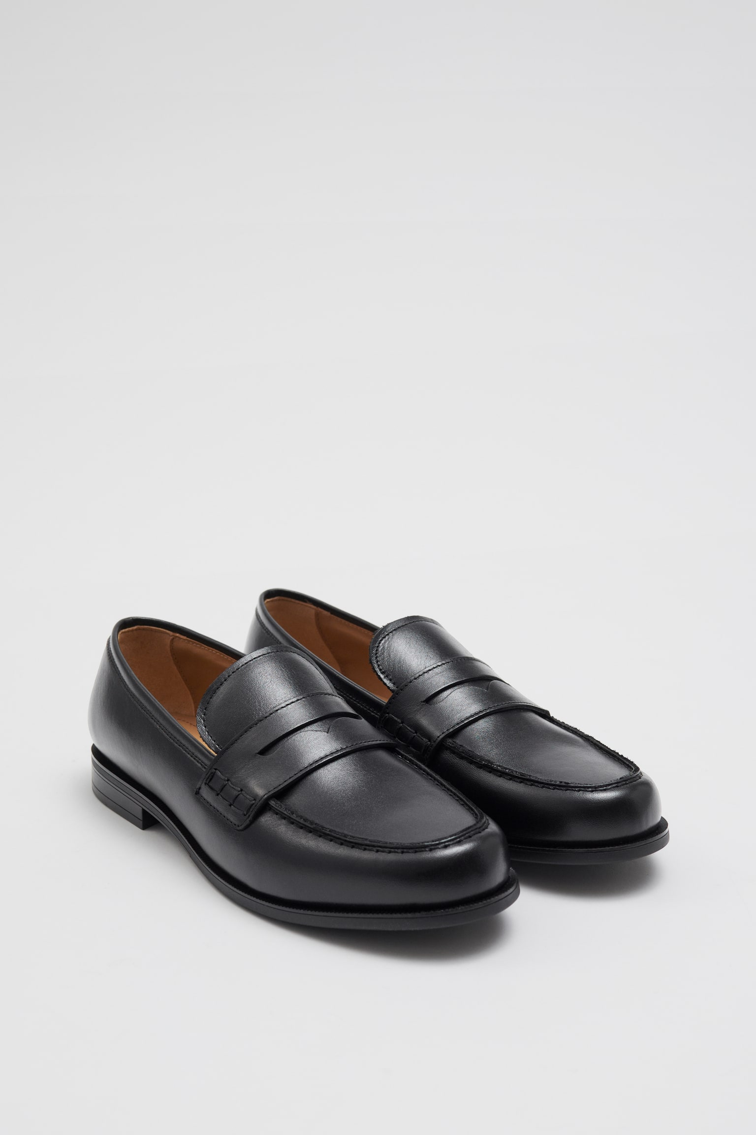 Leather Penny Loafers - Black - 2