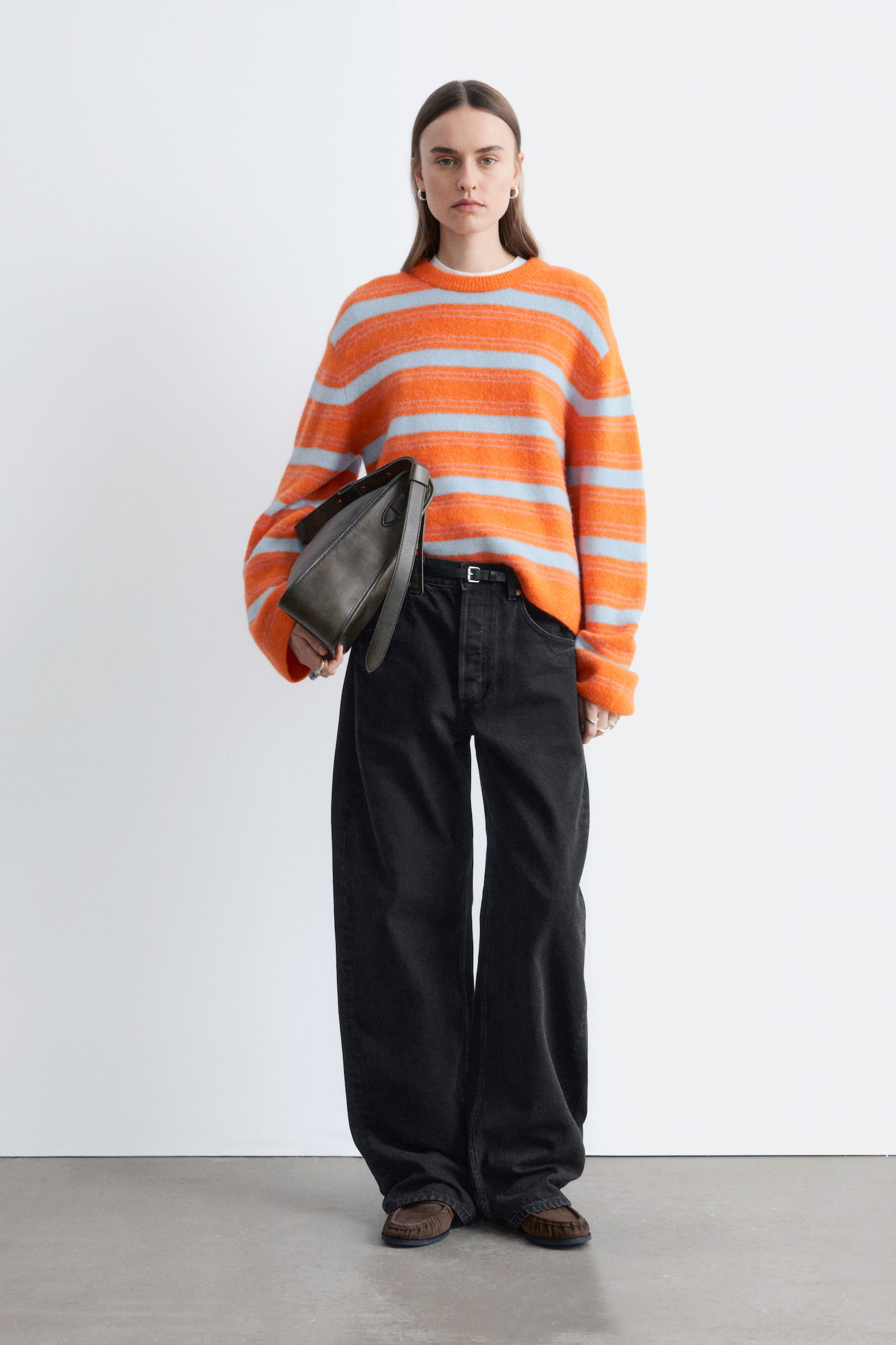 Trui van een alpacamix - Oranje/blauwe strepen/Lichtblauwe/witte strepen/Beige - 1