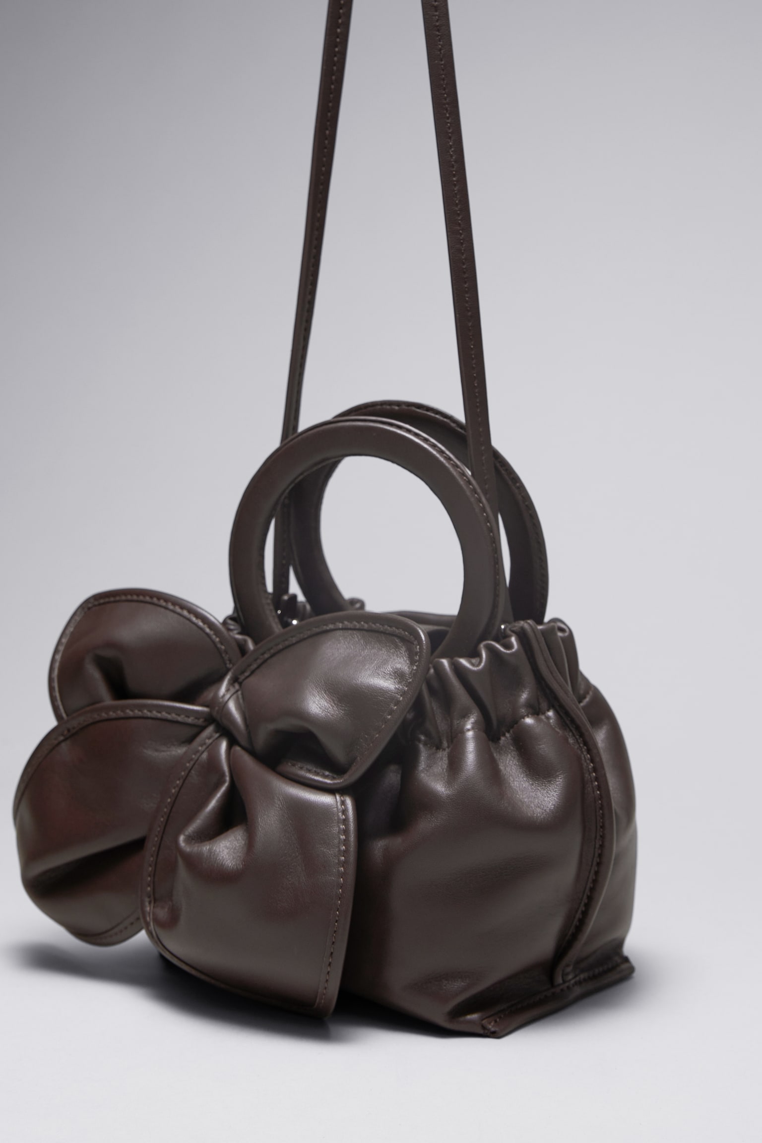 Leather Blossom Bag - Mahogany - 6