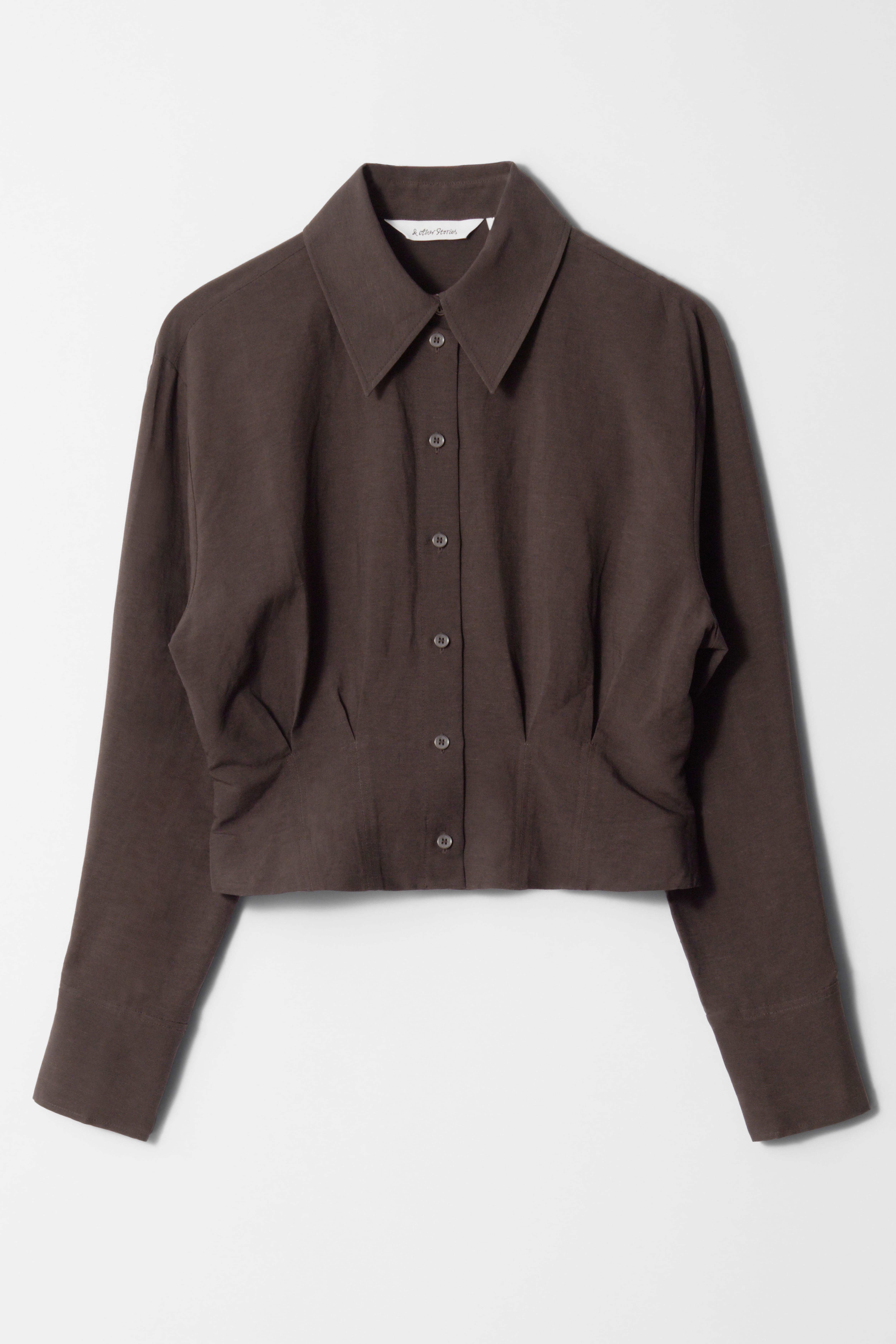 Schmal zulaufendes Hemd - Dunkelbraun/Hellblau