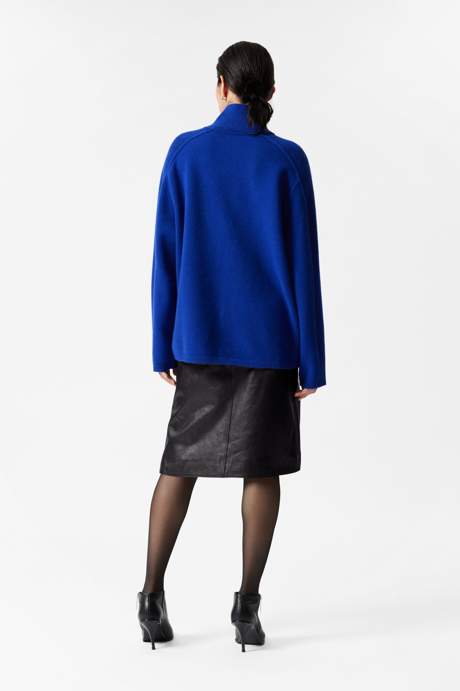 Panelled Wool Turtleneck Jumper - Blue/White - 7