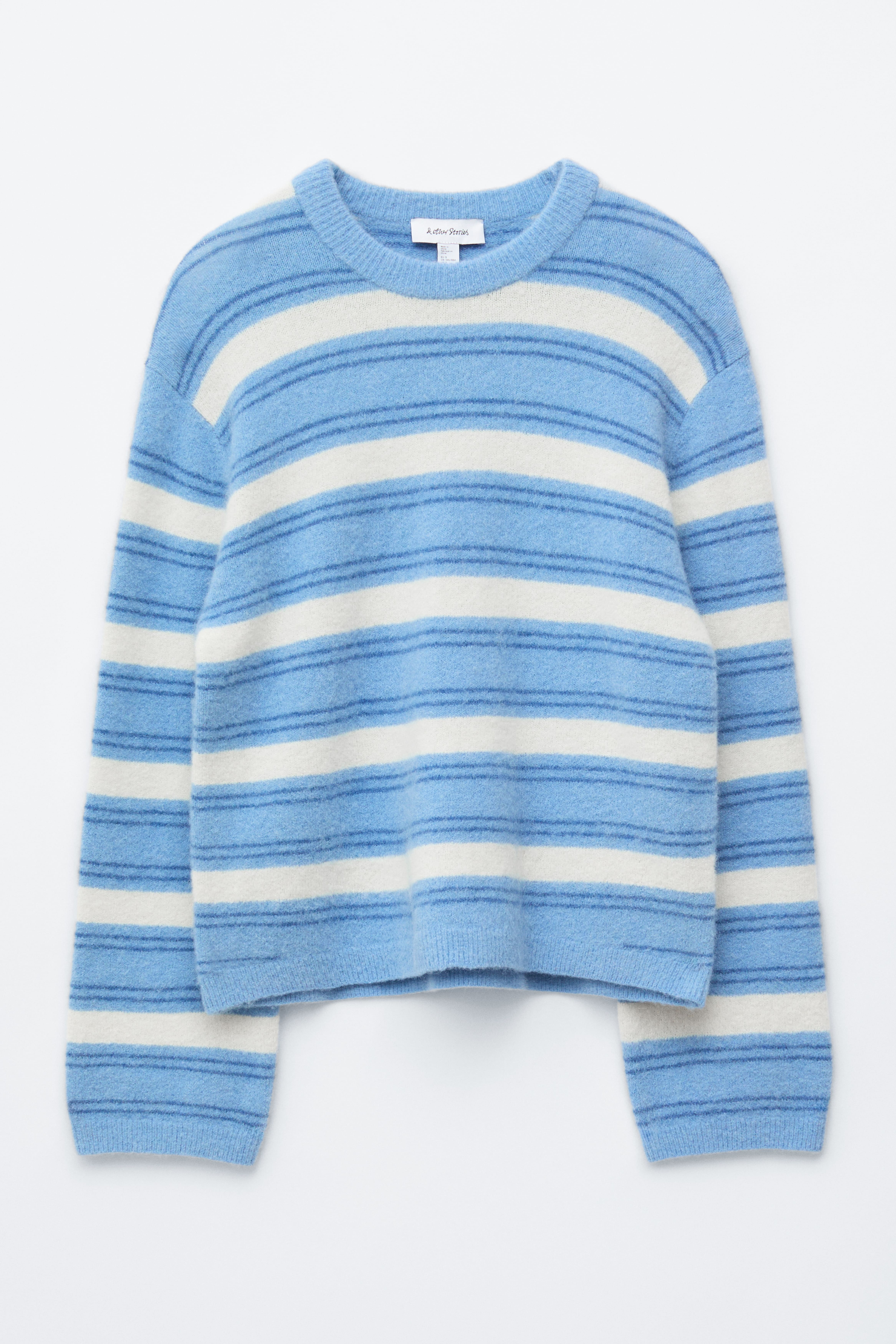 Maglione in misto alpaca - Righe azzurro/bianco/Righe arancione/blu/Beige