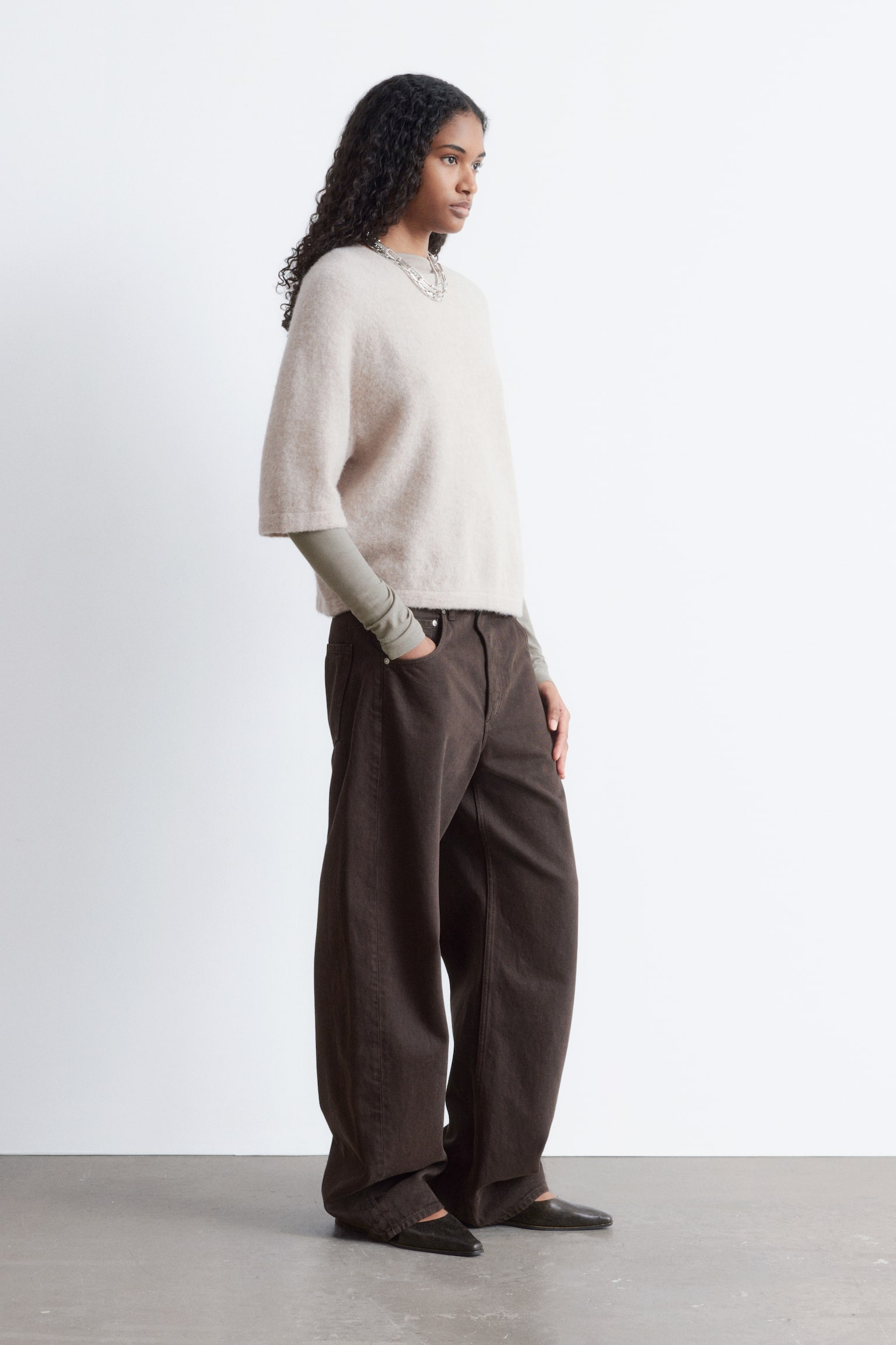 Strickoberteil aus Alpaka-Mix - Hellbeige/Graubraun/Weinrot/Rot/Grau - 5