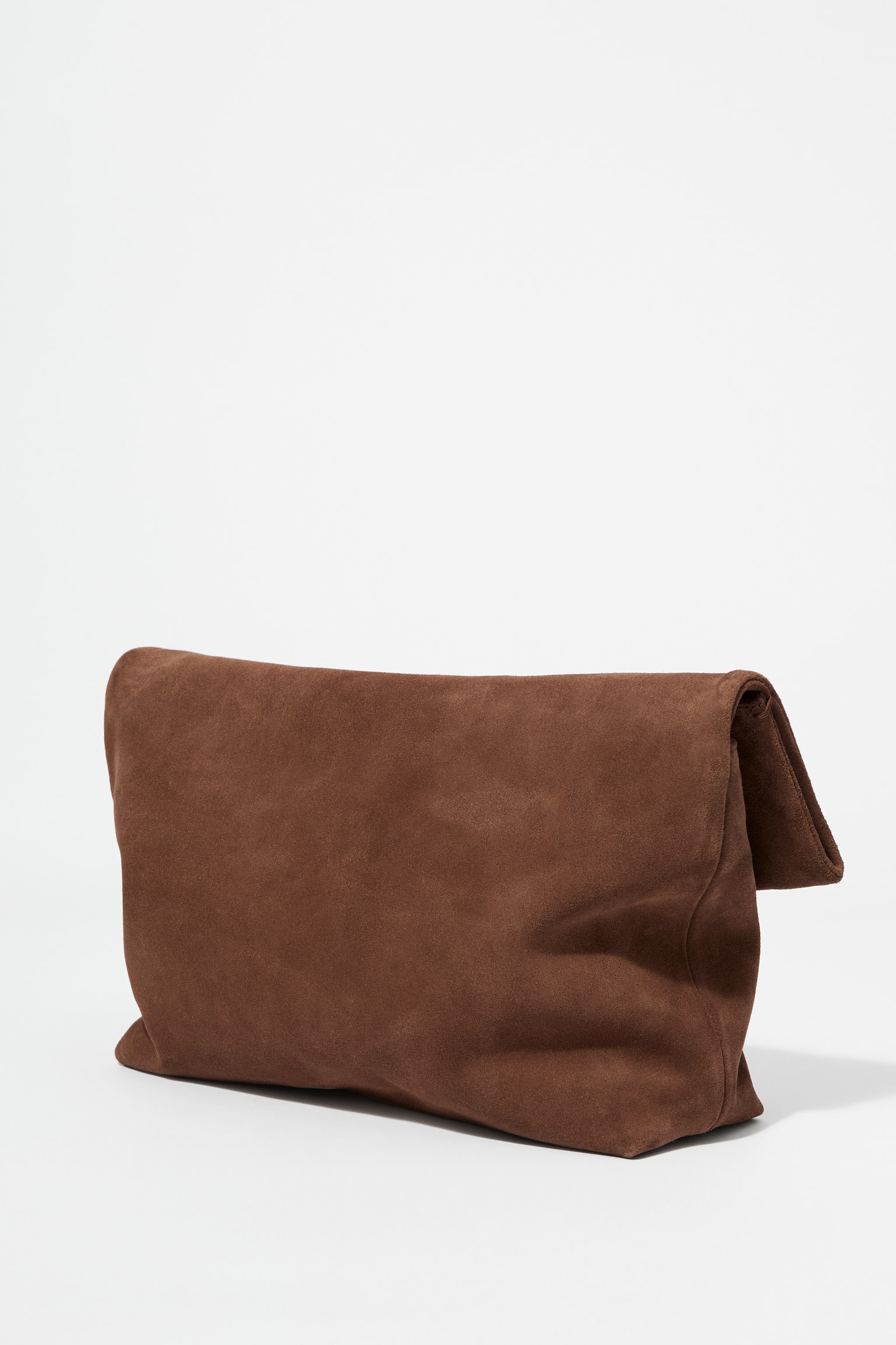 Folded Suede Clutch - Brown suede/Burgundy - 3