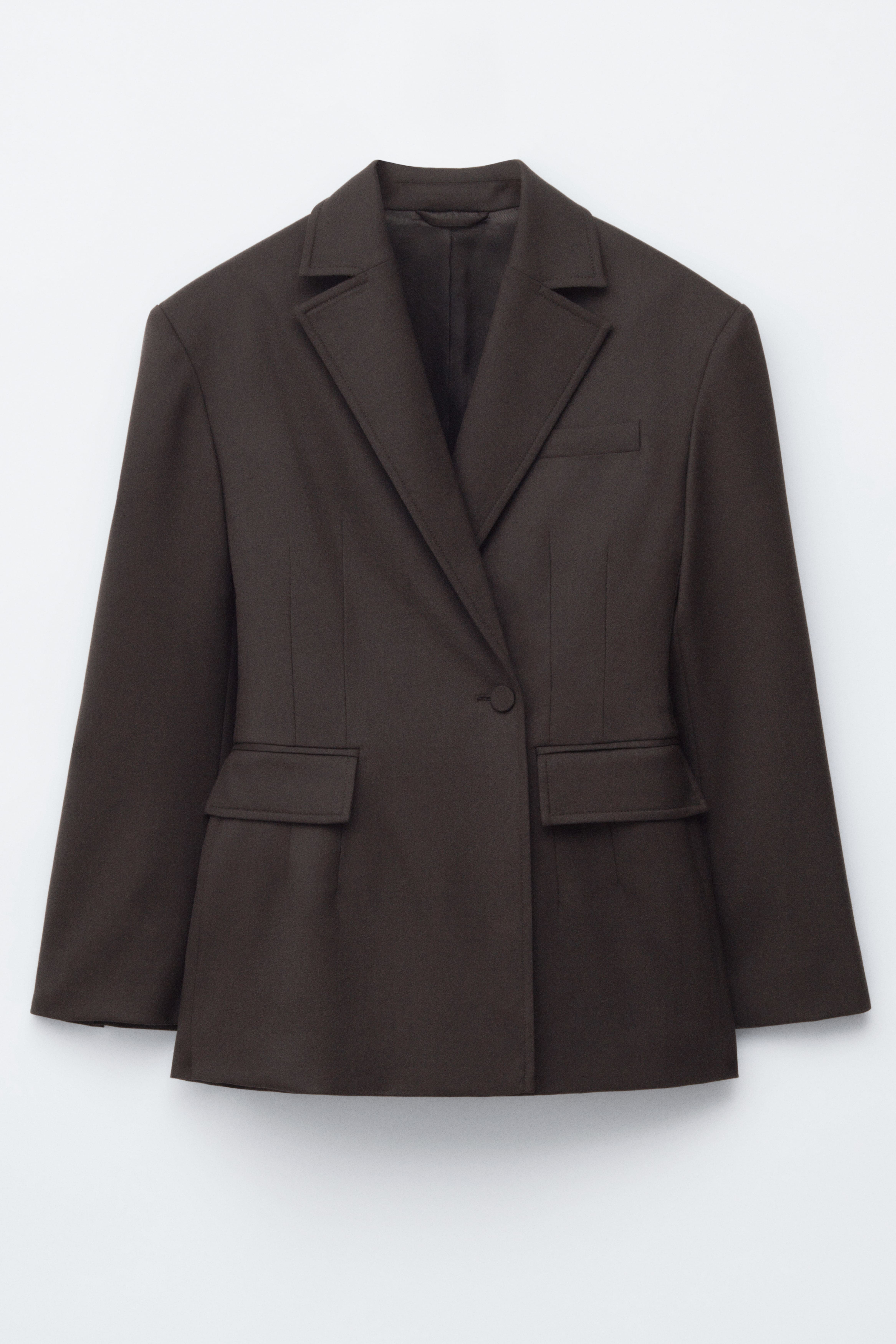 Blazer croisé en laine - Marron foncé