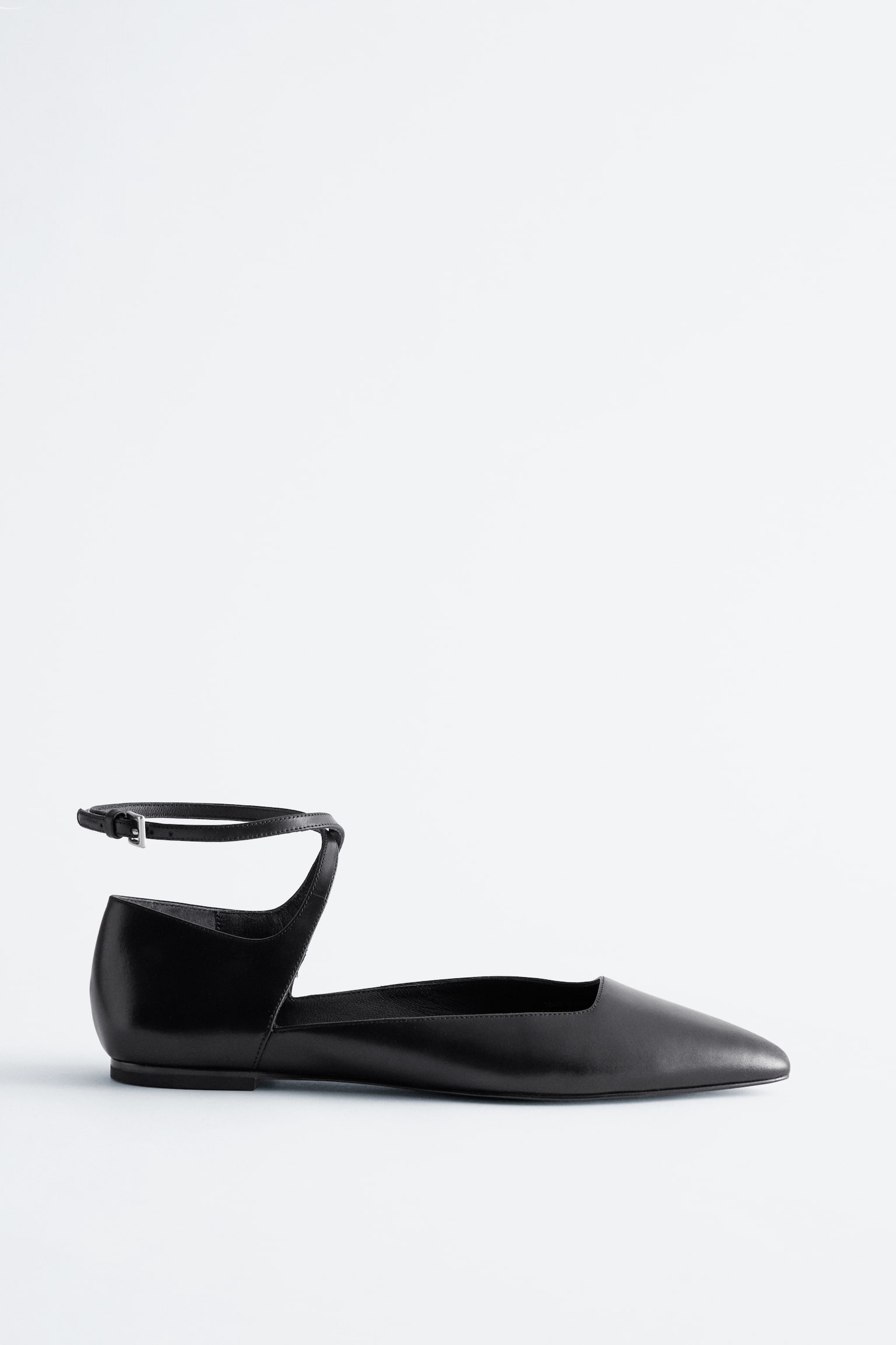 Ballerine in pelle con cinturino incrociato - Nero/Marrone cognac/Bianco - 1