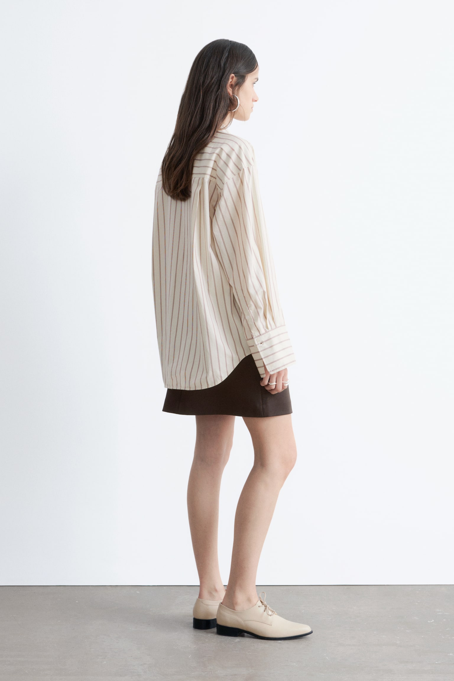 Bomuldsskjorte - Hvid/striber/Lyserøde/røde striber/Brune/blå striber/Mørk beige - 8