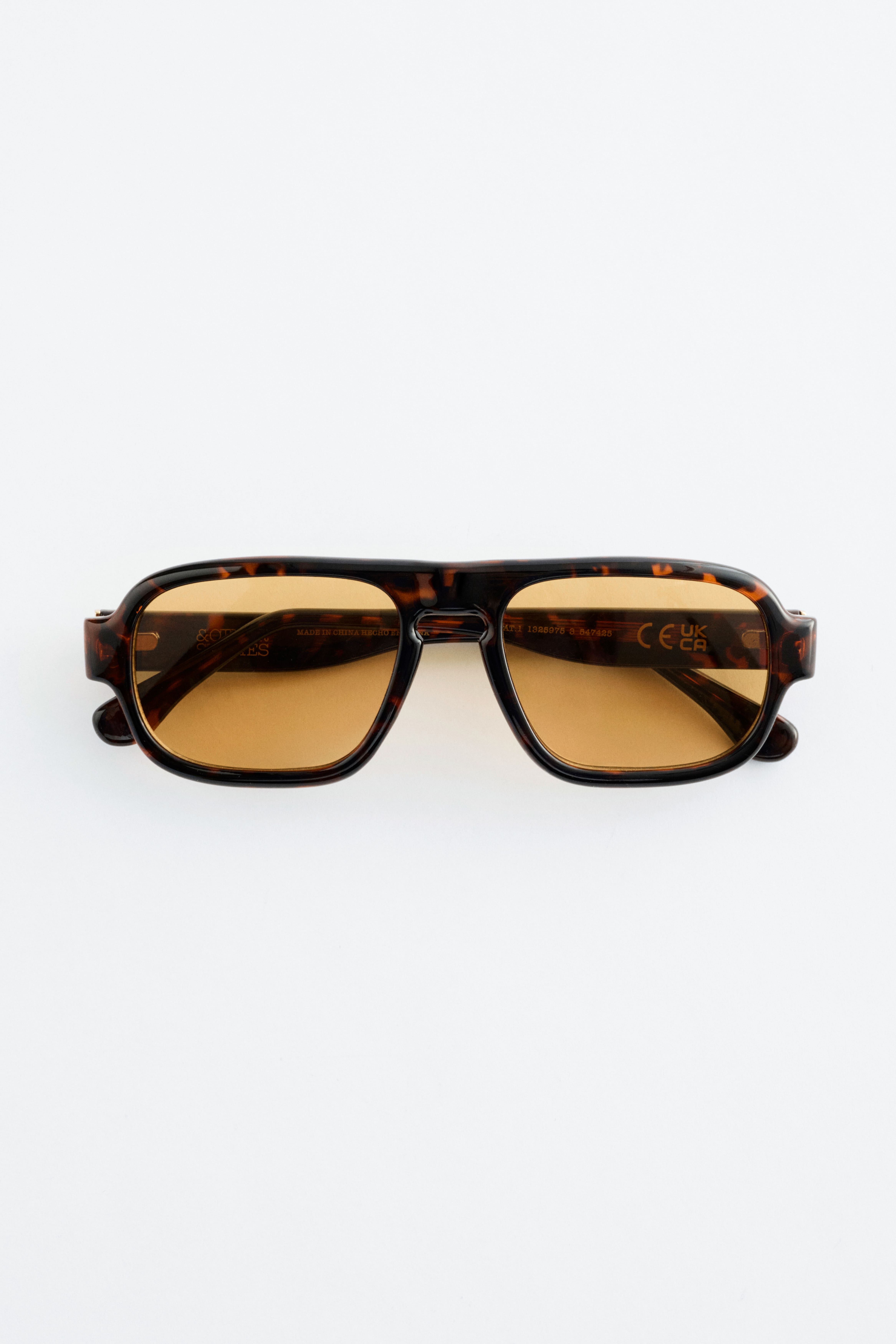 Square-Frame Aviator Sunglasses - Brown Tortoise/Red