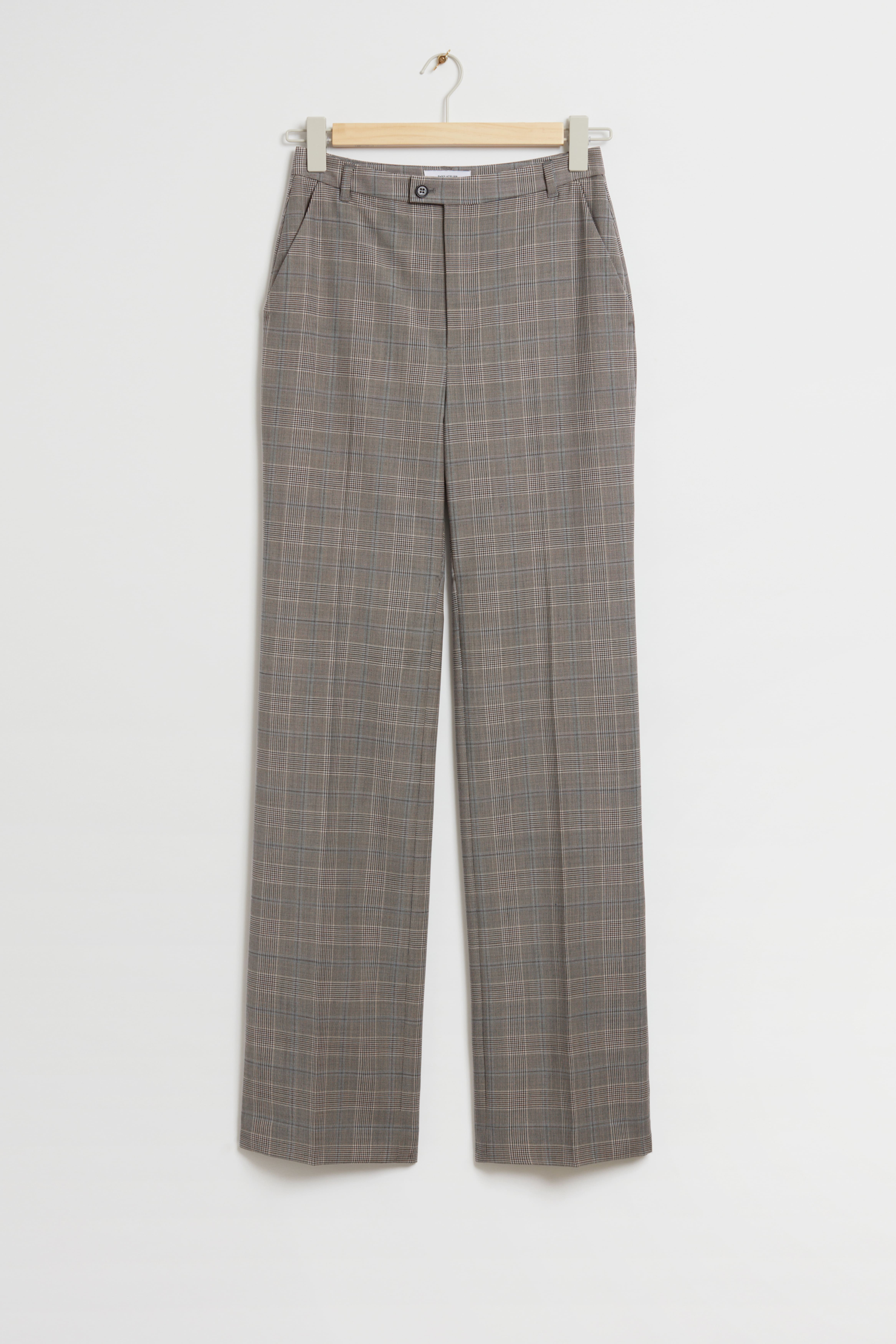 Slim Flared Tailored Trousers Brown Checked Ladies H M GB