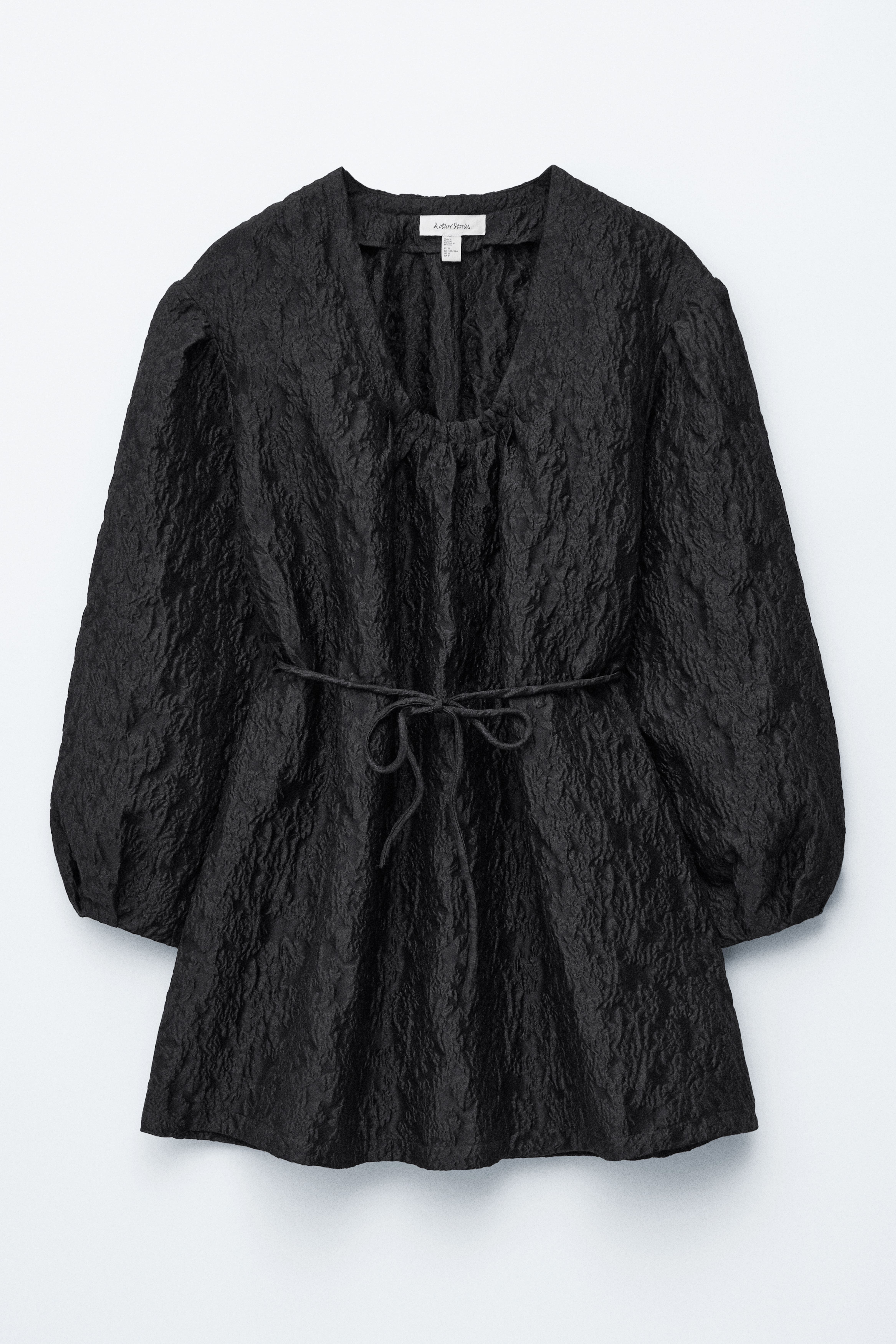Vorne gebundenes Jacquard-Minikleid - Schwarz