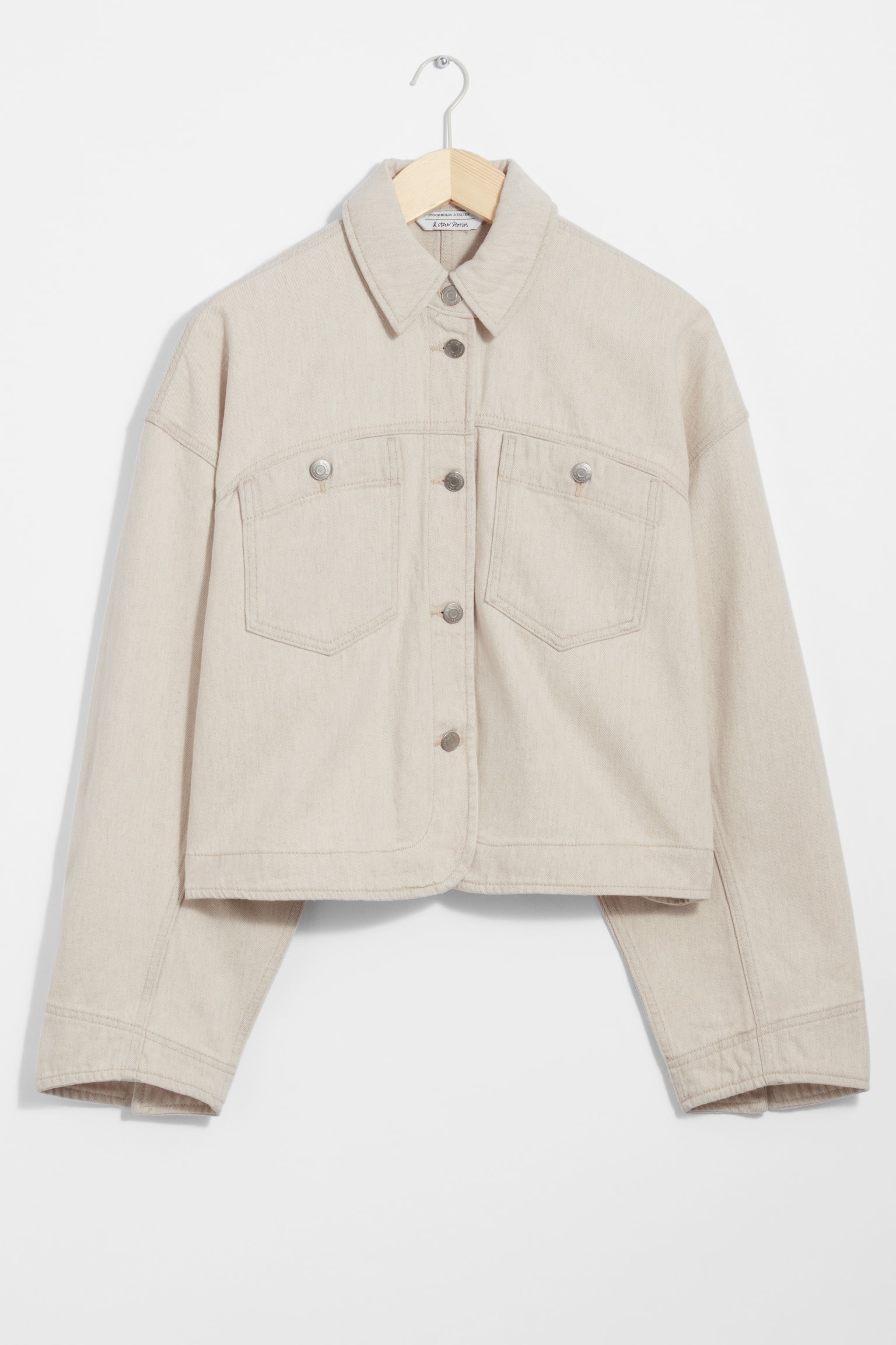 Boxy Denim Jacket - Light Beige/Black - 2