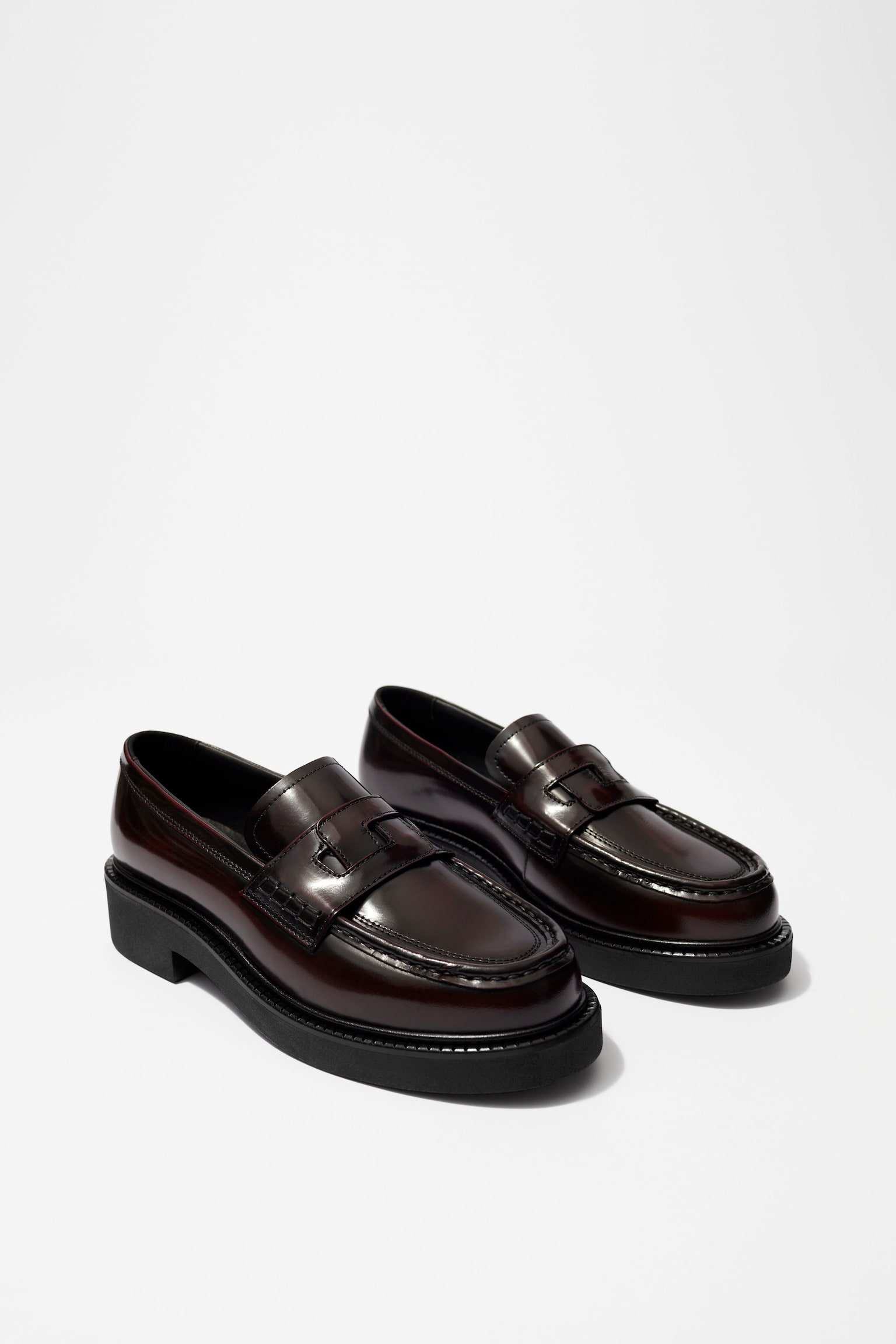 Chunky Leather Loafers - Red/Black - 7