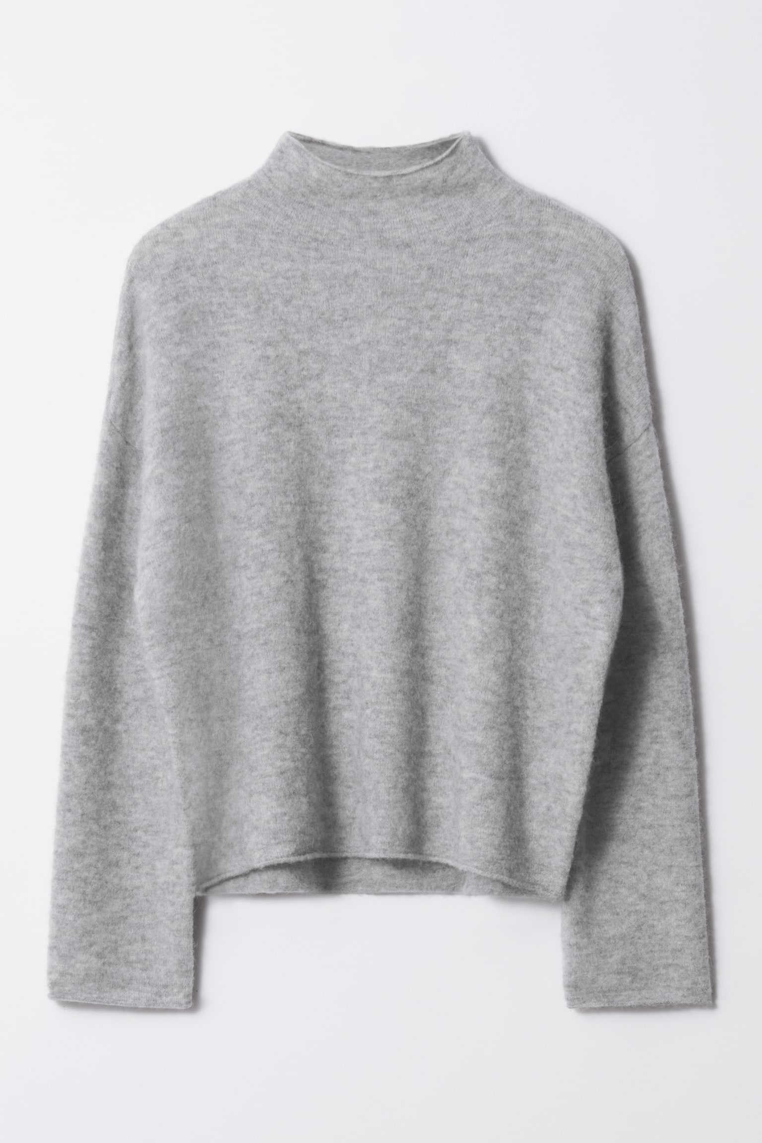 High-Neck Alpaca-Knit Jumper - Grey/Orange