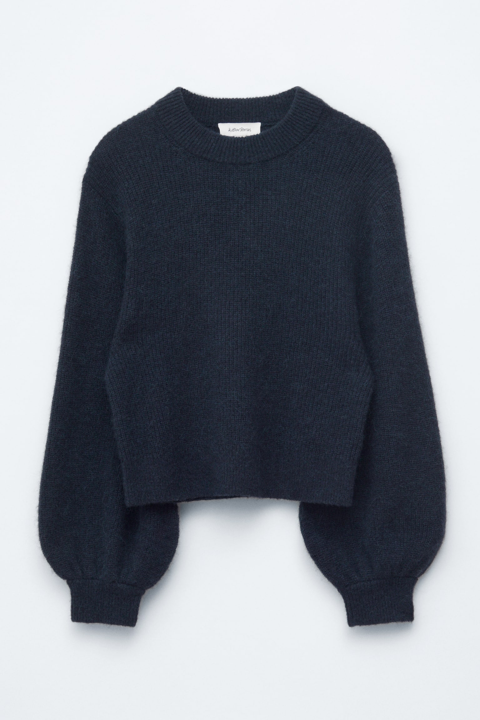 Maglione in misto alpaca con maniche a palloncino - Blu navy/Rosso/Marrone - 2