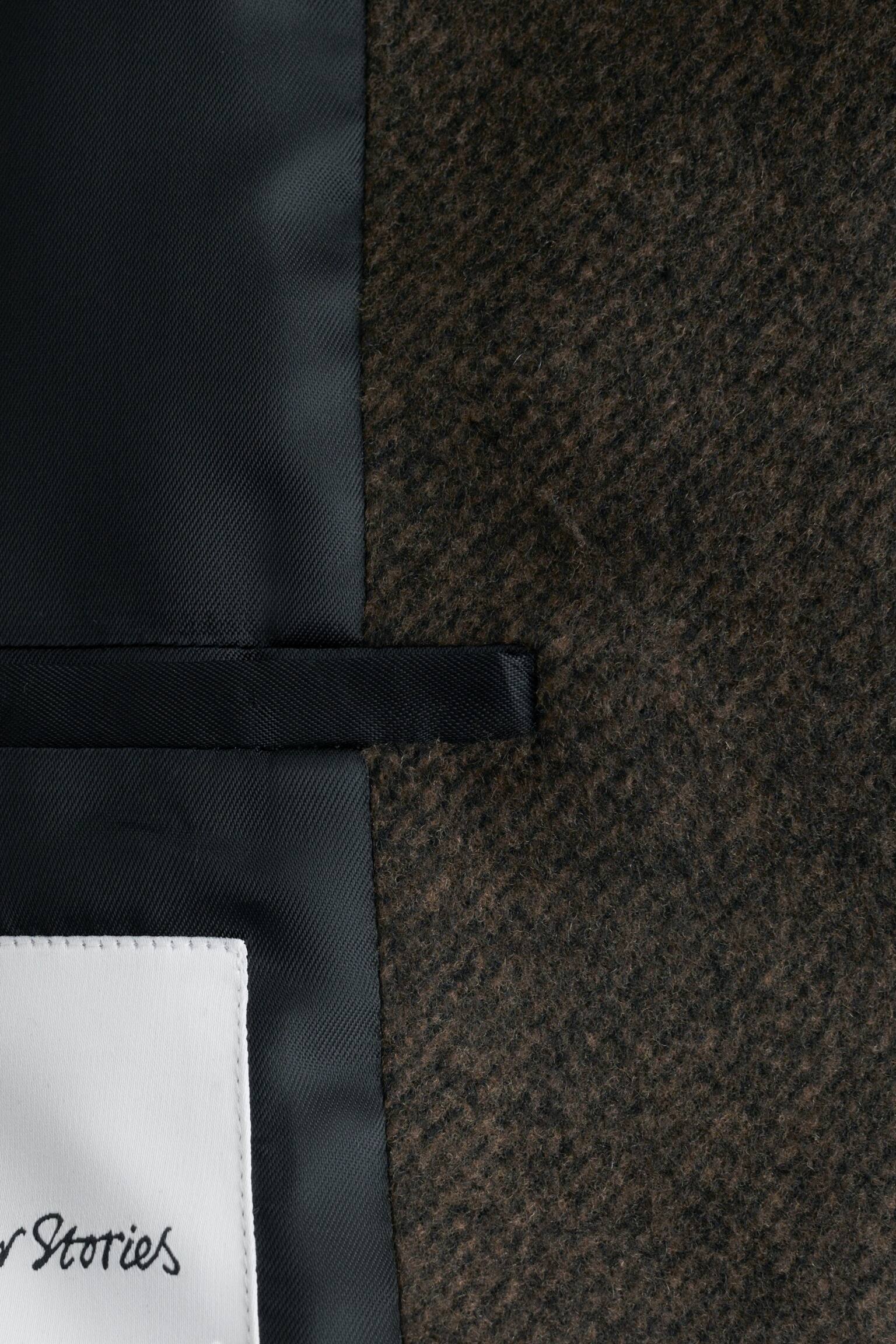 Oversized wollen jas met leren kraag - Donkerbruin - 8