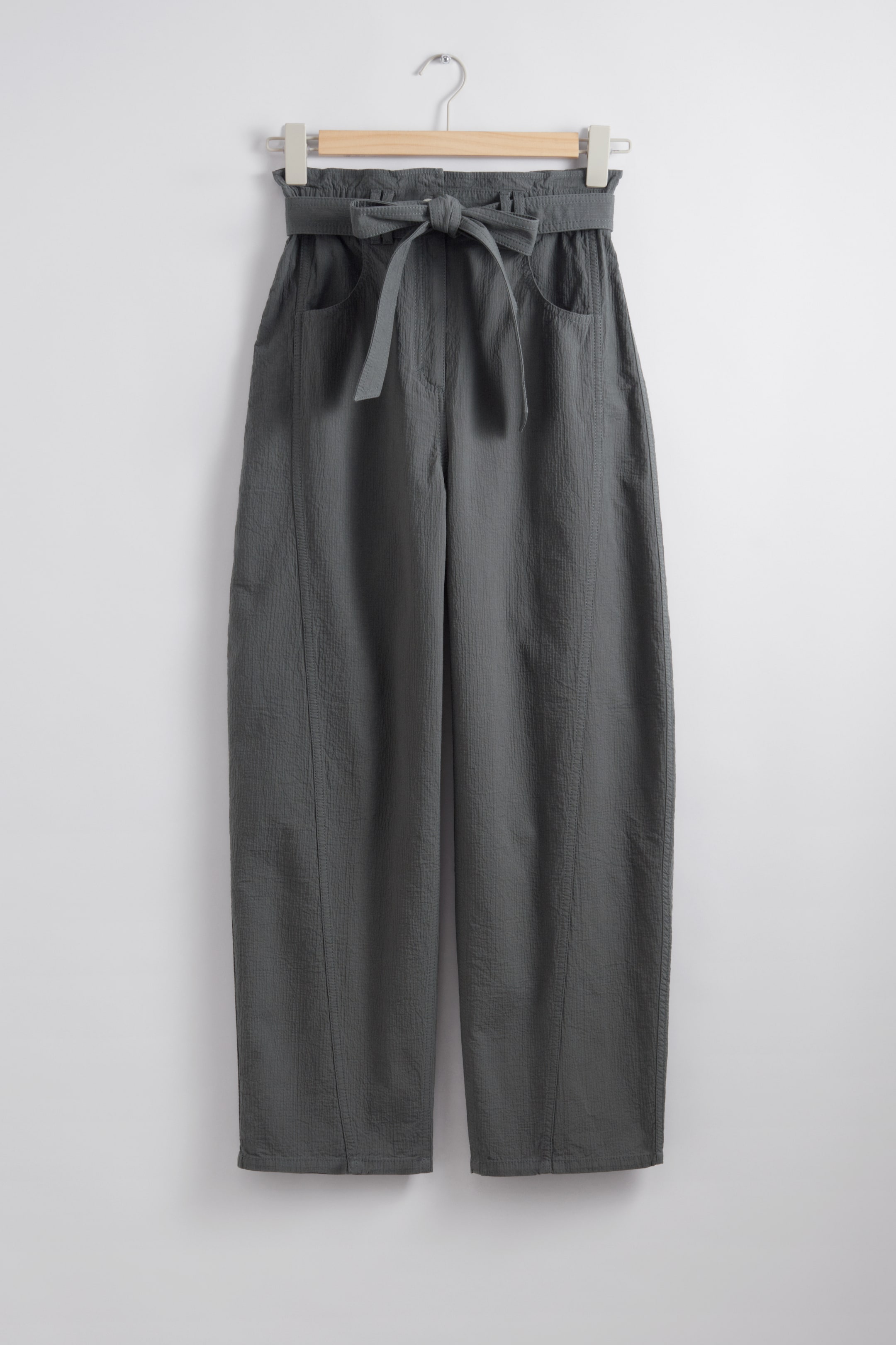 Paperbag Waist Trousers Grey Ladies Handm Gb