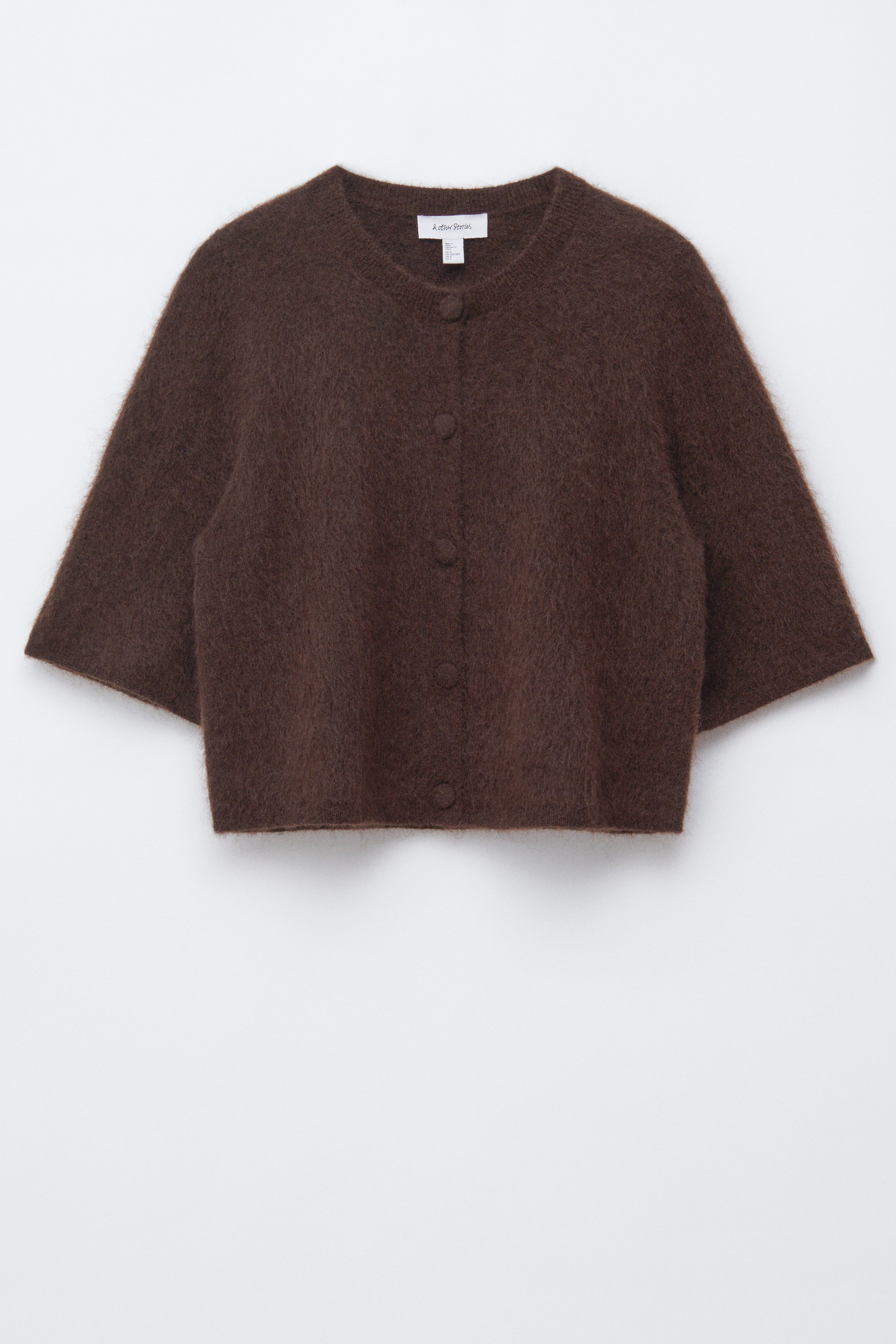 Gebreid vest van een mohairmix - Donkerbruin