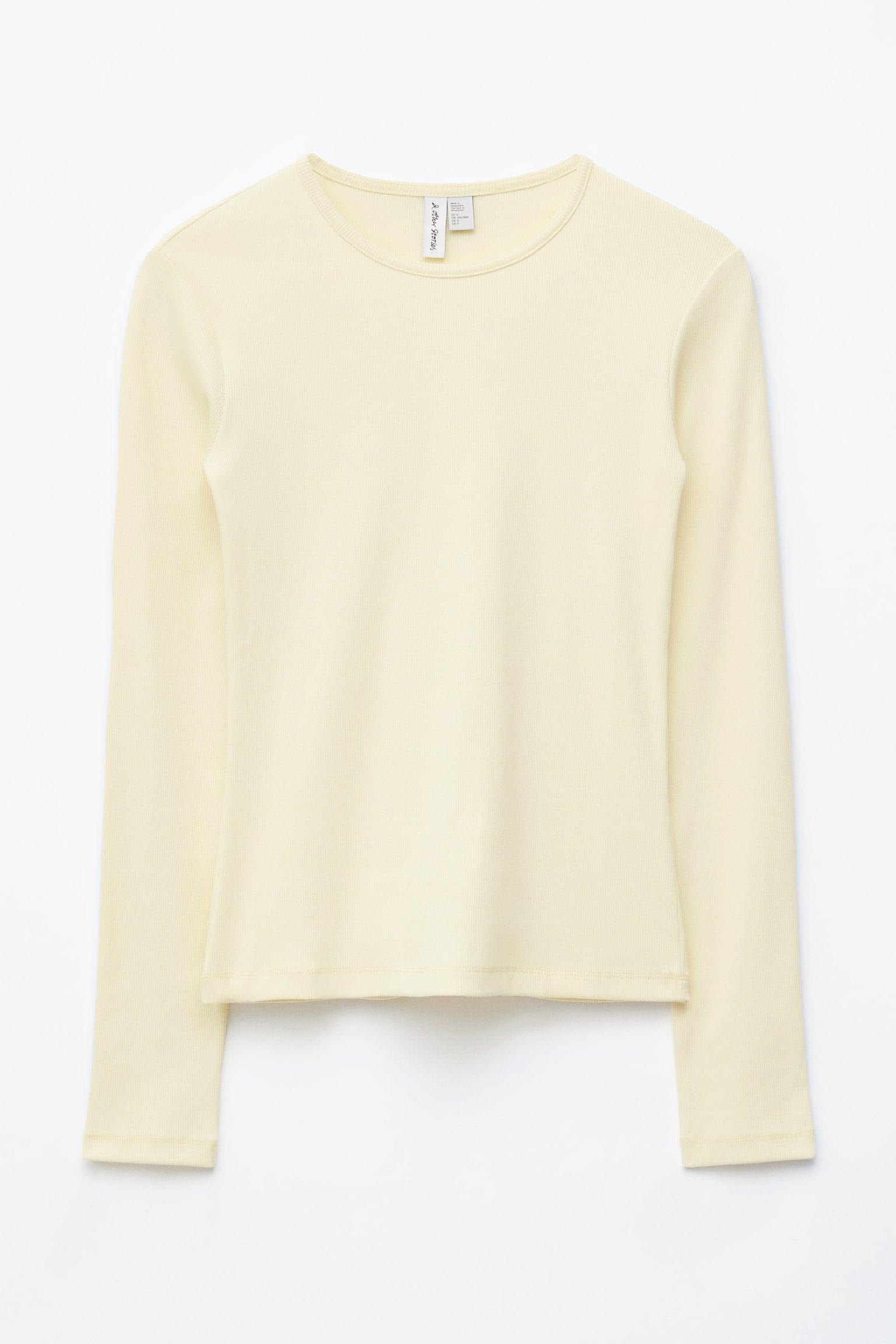 Geripptes Langarmshirt - Pastellgelb/Weiß/Hellgrau/Dunkelbraun/Beige/Schwarz/Gestreift/Schwarz/Braun/Weiß gestreift - 1