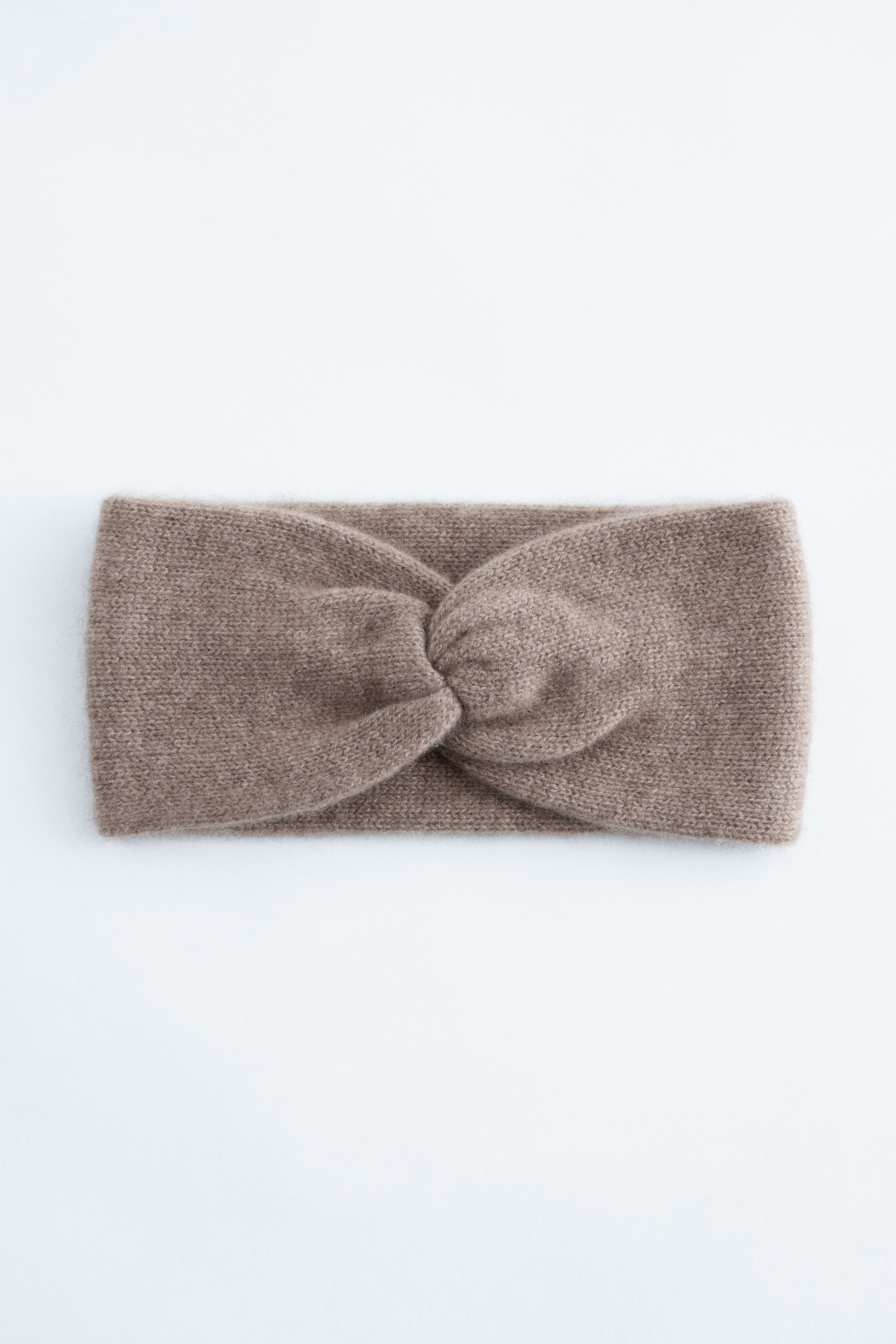 Kaschmir-Stirnband mit Twist-Detail vorne - Beige/Weiß