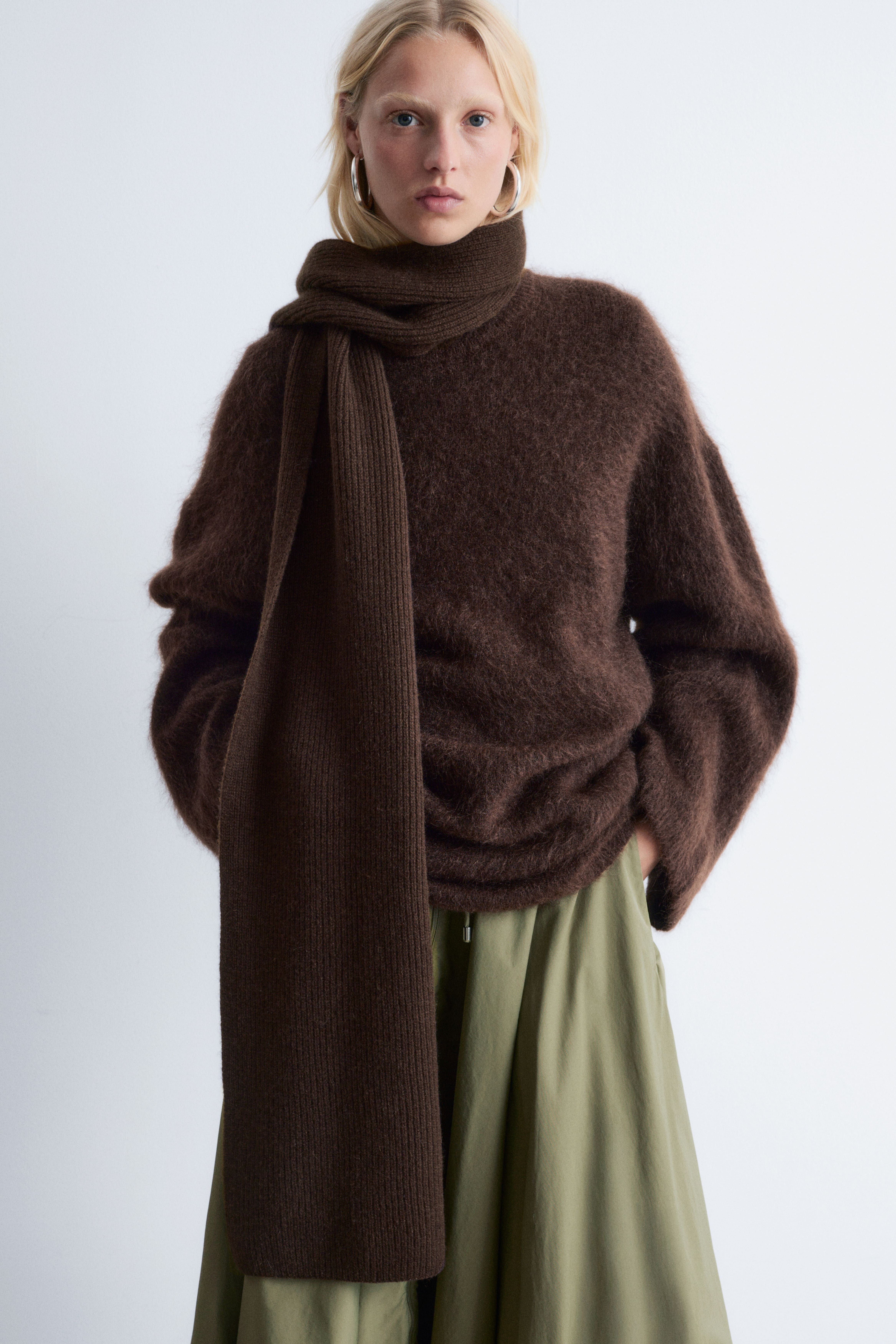 Sciarpa in cashmere - Marrone scuro/Rosa polvere/Talpa/Nero/Blu navy/Verde