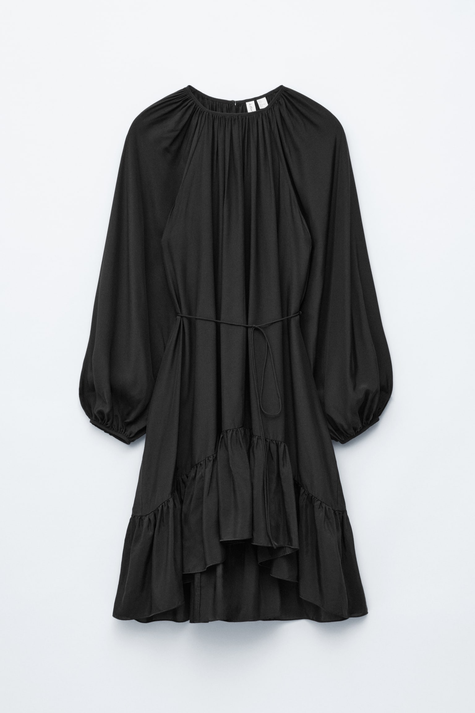 Robe courte volantée à manches bouffantes - Noir/Dark Red - 2