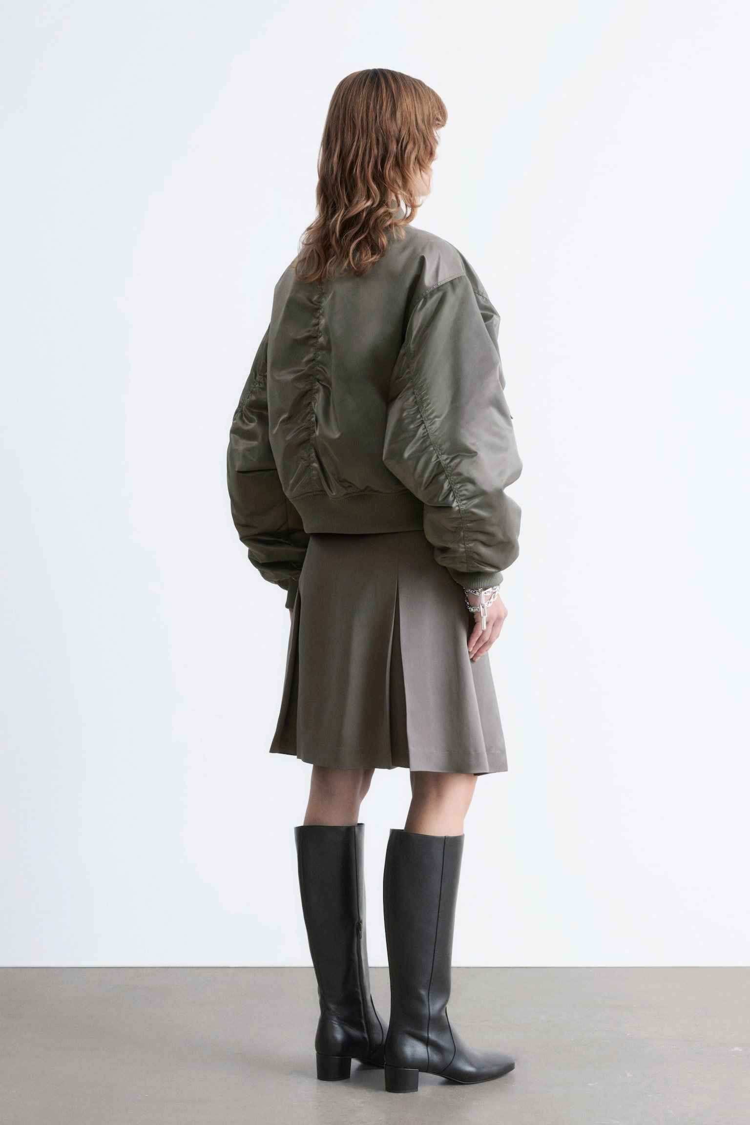 Padded Bomber Jacket - Gris foncé/Beige - 5