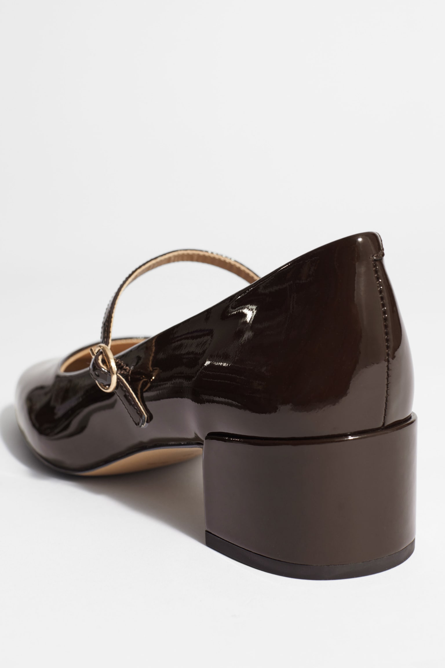 Mary-Jane Leather Pumps - Brown/Black - 6